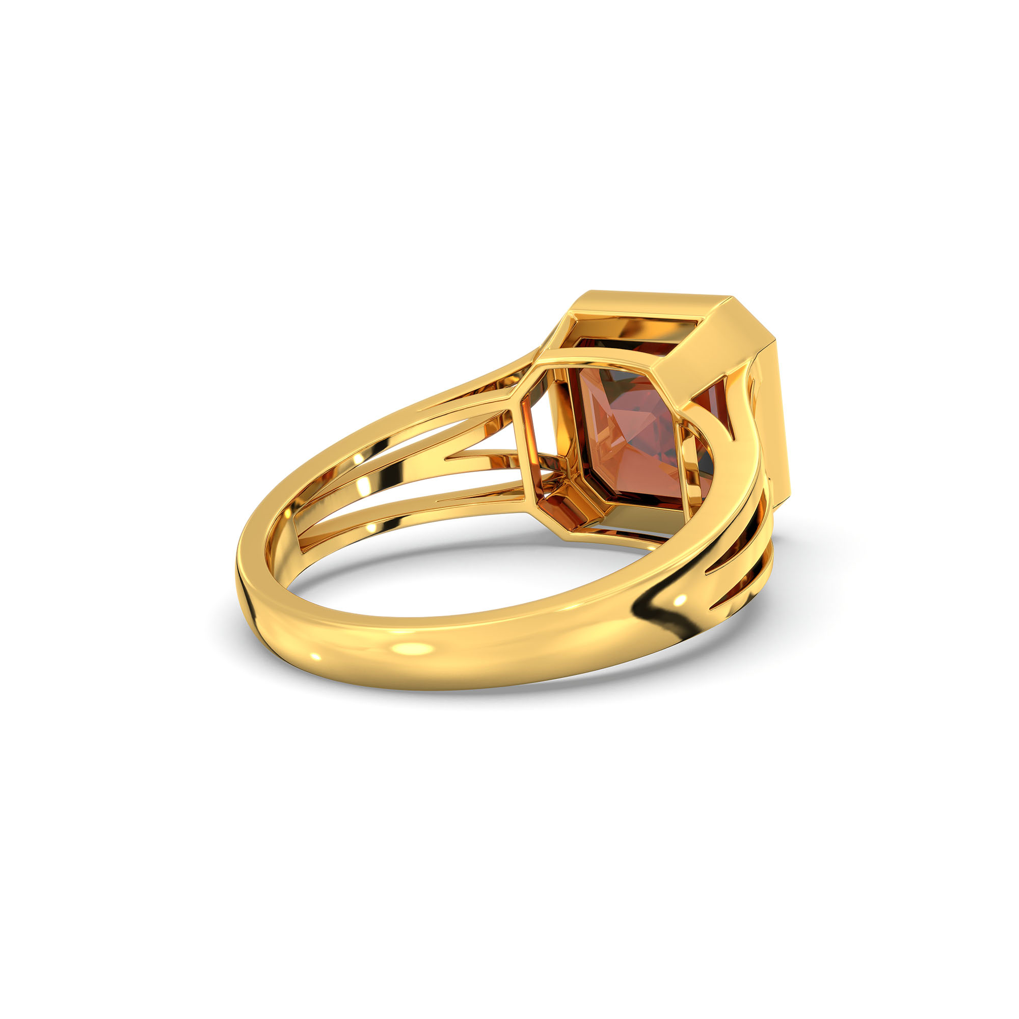 Hessonite (Gomed) Ring in 22K Yellow Gold – Cushion 8 mm, Bezel Setting, 5 g (Design K15-20) thumbnail