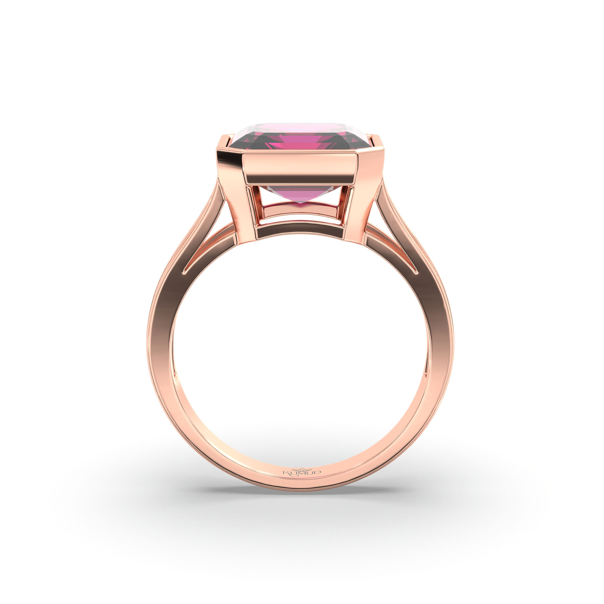 Ruby (Manik) Ring in 18K Rose Gold – Cushion 8 mm, Bezel Setting, 5 g (Design K15-20) thumbnail