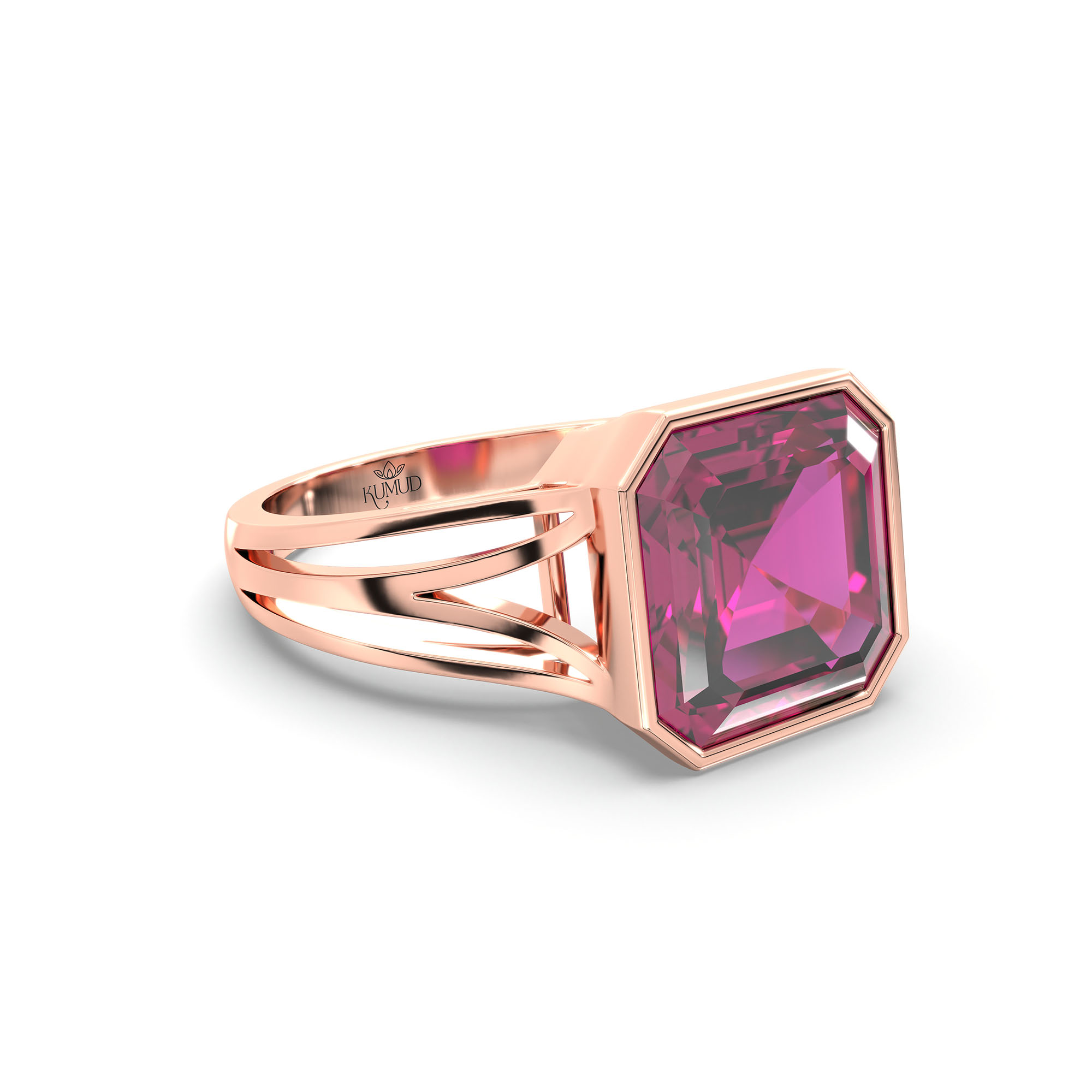Ruby (Manik) Ring in 18K Rose Gold – Cushion 8 mm, Bezel Setting, 5 g (Design K15-20) thumbnail