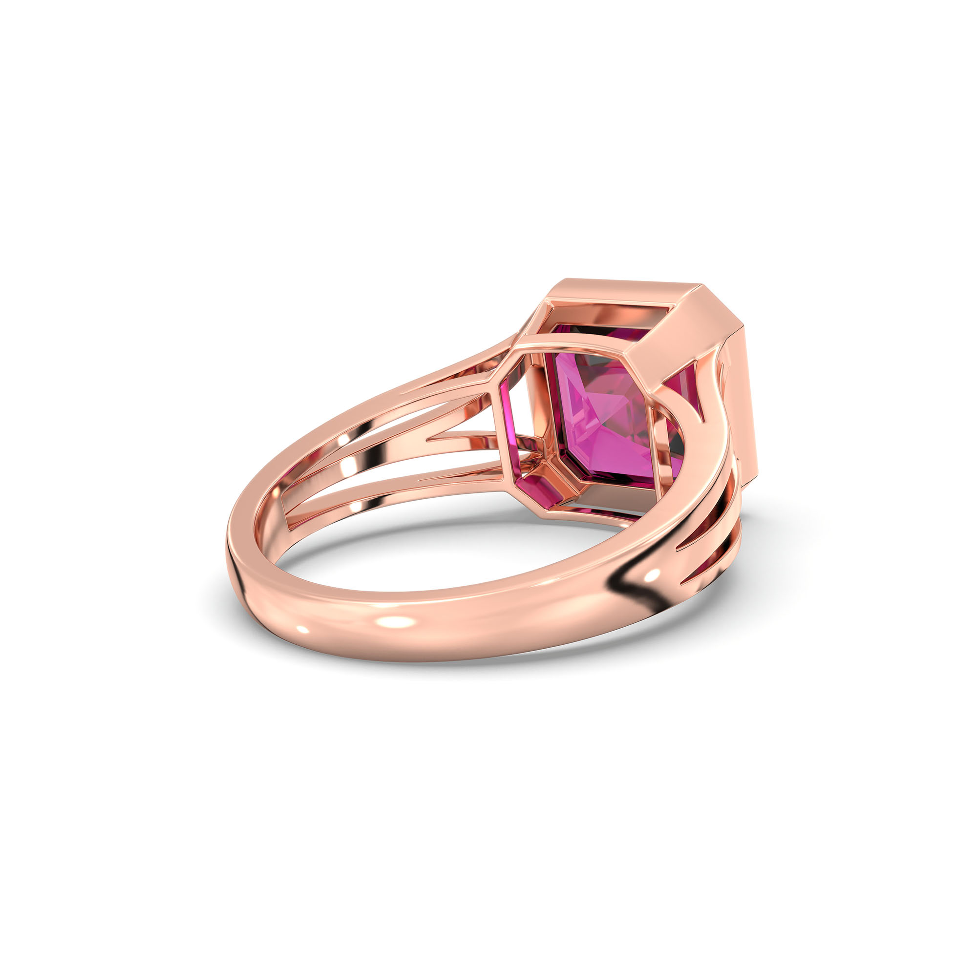 Ruby (Manik) Ring in 18K Rose Gold – Cushion 8 mm, Bezel Setting, 5 g (Design K15-20) thumbnail