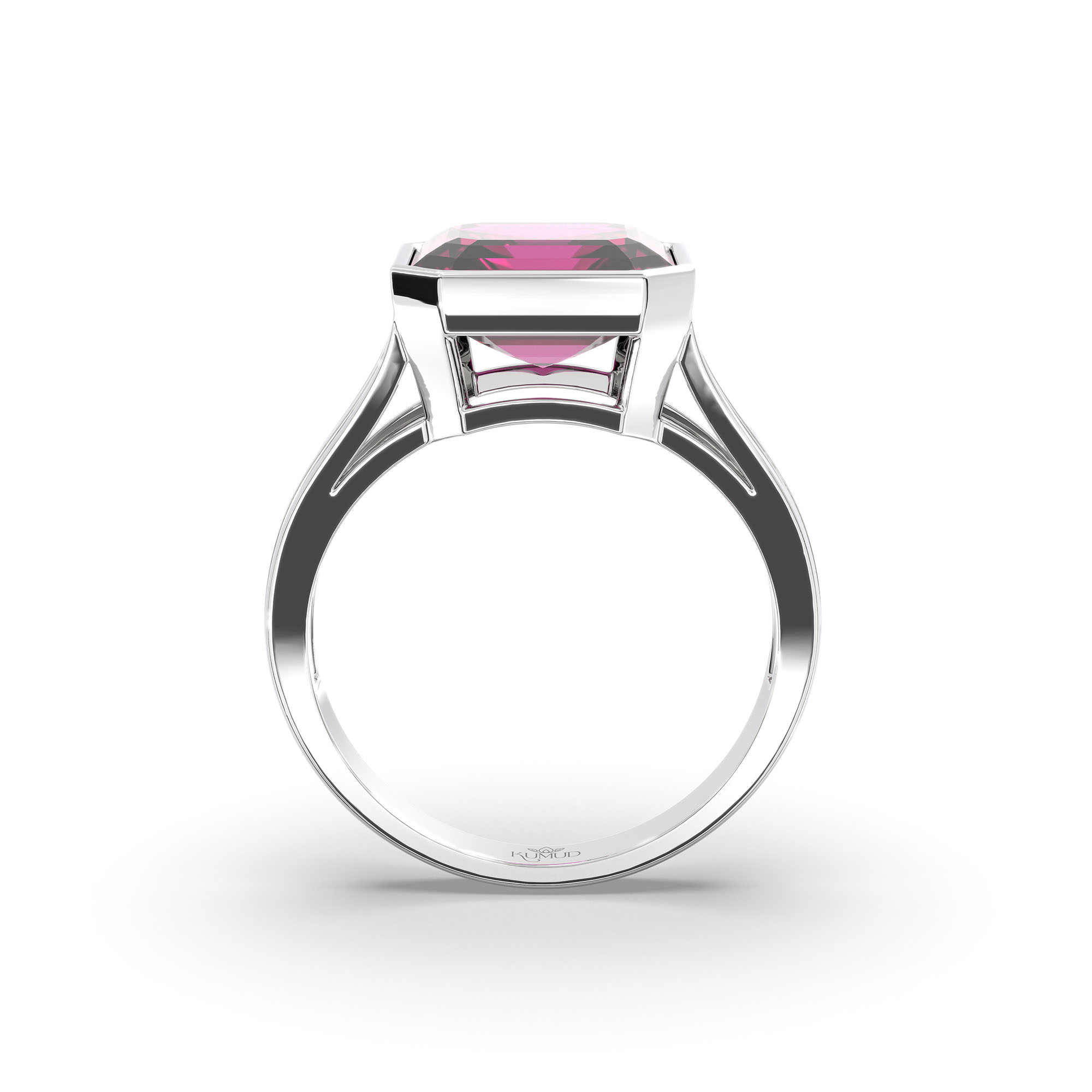 Ruby (Manik) Ring in 18K White Gold – Cushion 8 mm, Bezel Setting, 5 g (Design K15-20) thumbnail