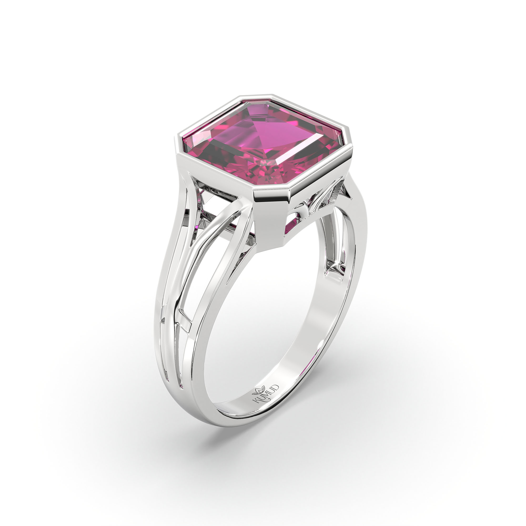 Ruby (Manik) Ring in 925 Sterling Silver – Cushion 8 mm, Bezel Setting, 5 g (Design K15-21) thumbnail