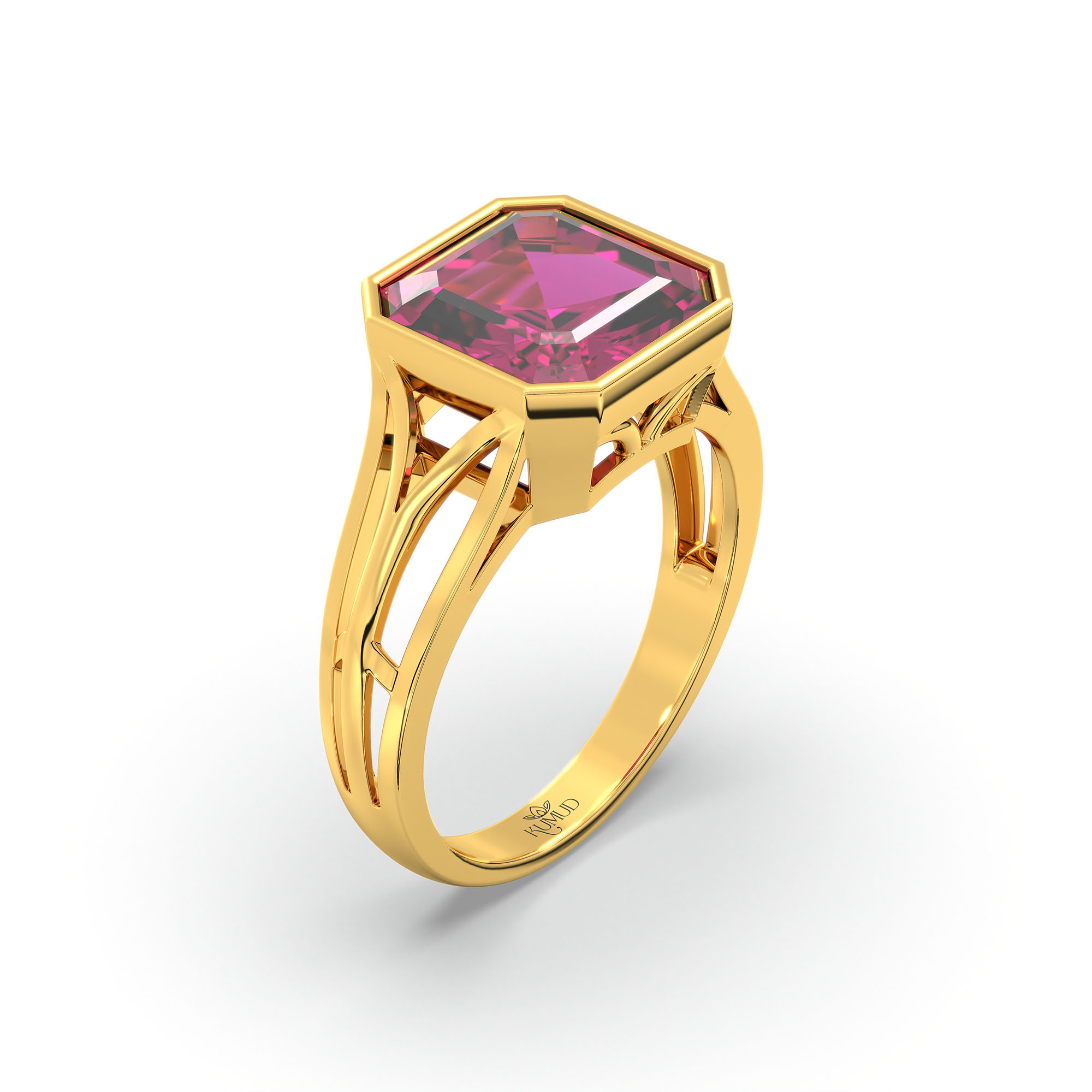 Ruby (Manik) Ring in 22K Yellow Gold – Cushion 8 mm, Bezel Setting, 5 g (Design K15-21) thumbnail