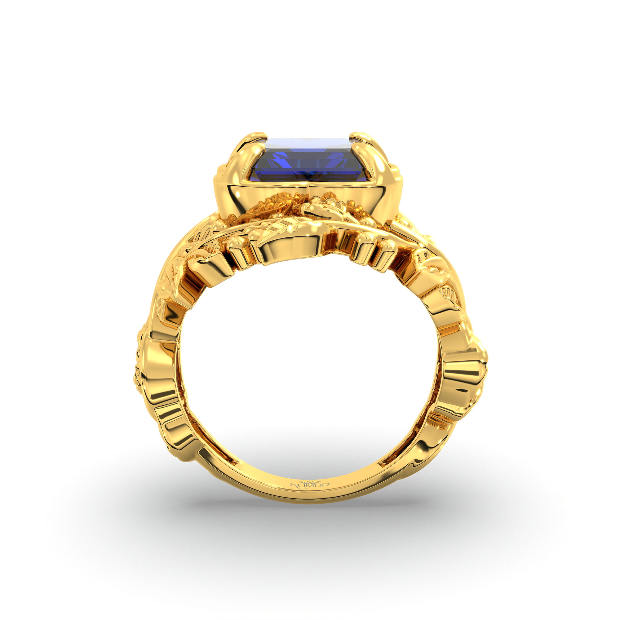 Blue Sapphire (Neelam) Ring for Women in 22K Yellow Gold – Cushion 8 mm, Prong Setting, 7 g thumbnail