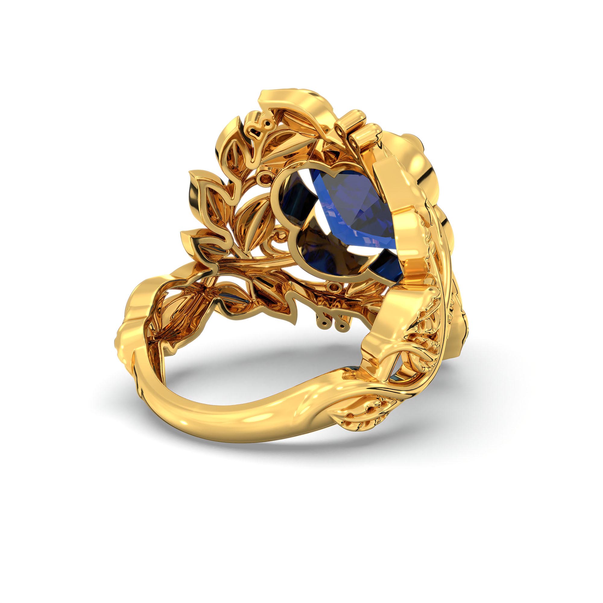 Blue Sapphire (Neelam) Ring for Women in 22K Yellow Gold – Cushion 8 mm, Prong Setting, 7 g thumbnail