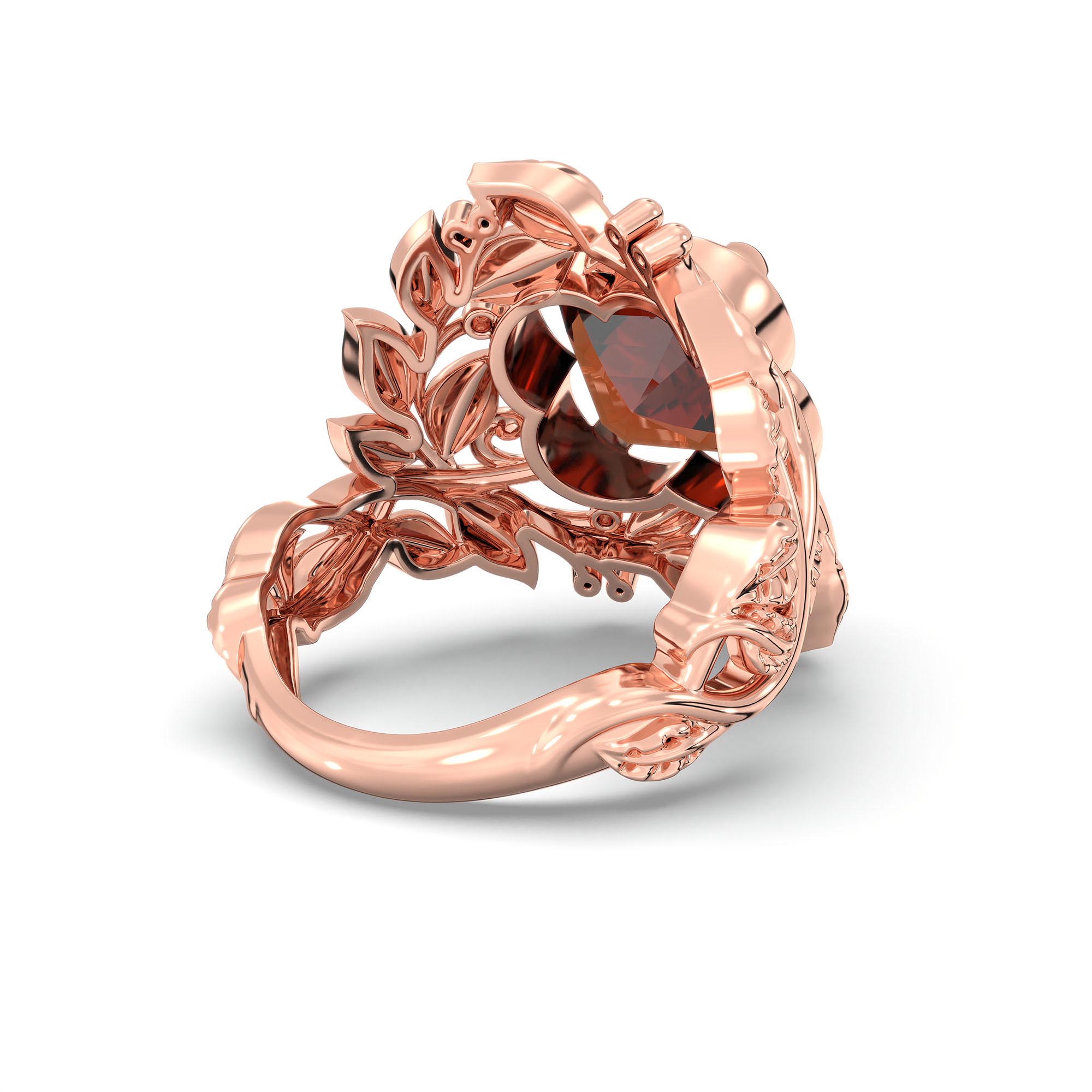 Hessonite (Gomed) Ring for Women in 18K Rose Gold – Cushion 8 mm, Prong Setting, 7 g thumbnail