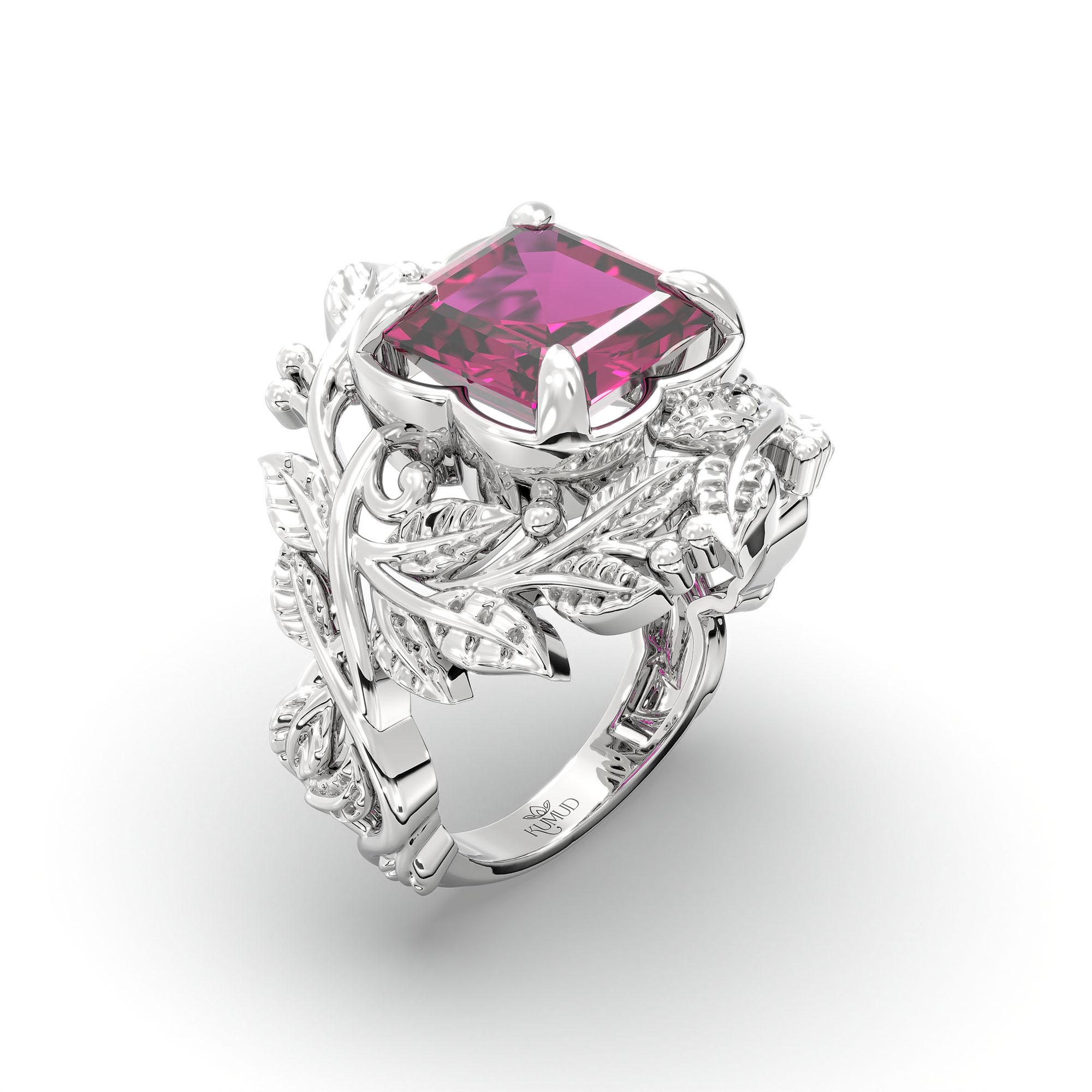 Ruby (Manik) Ring for Women in 925 Sterling Silver – Cushion 8 mm, Prong Setting, 7 g thumbnail