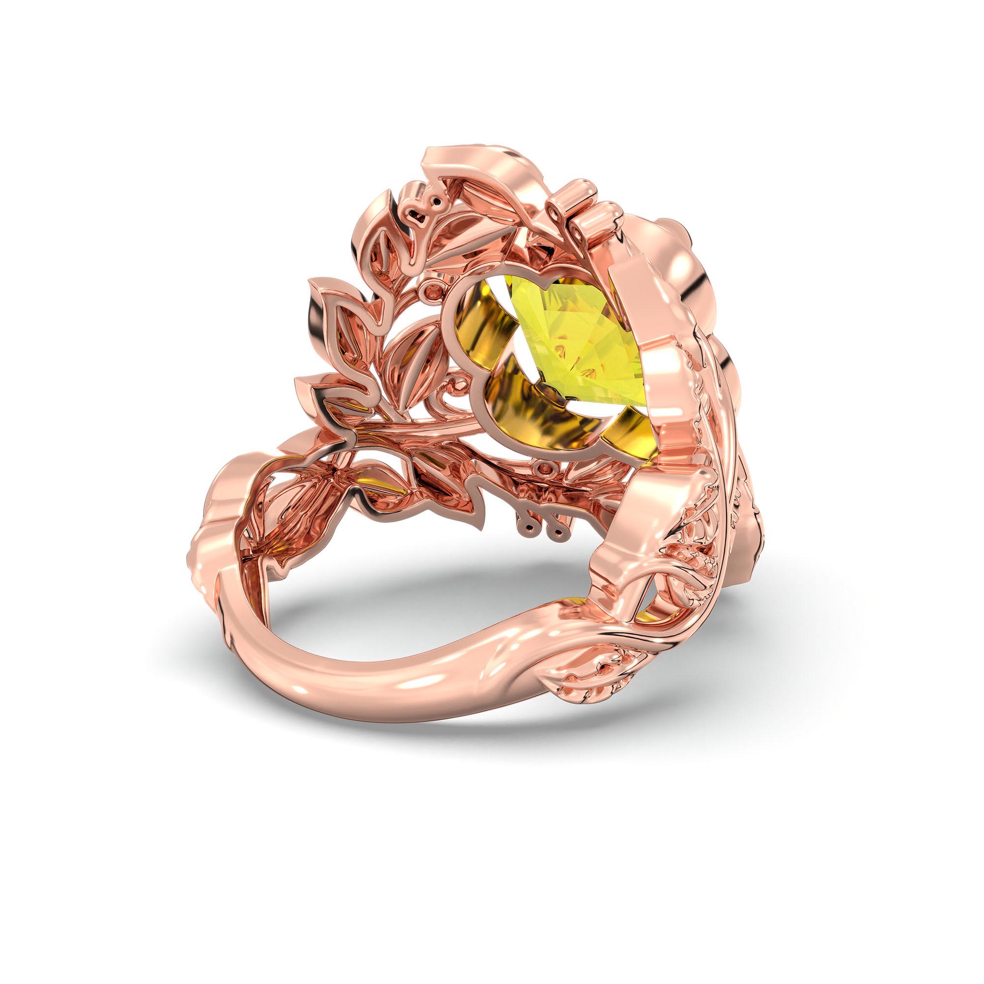 Yellow Sapphire (Pukhraj) Ring for Women in 18K Rose Gold – Cushion 8 mm, Prong Setting, 7 g thumbnail