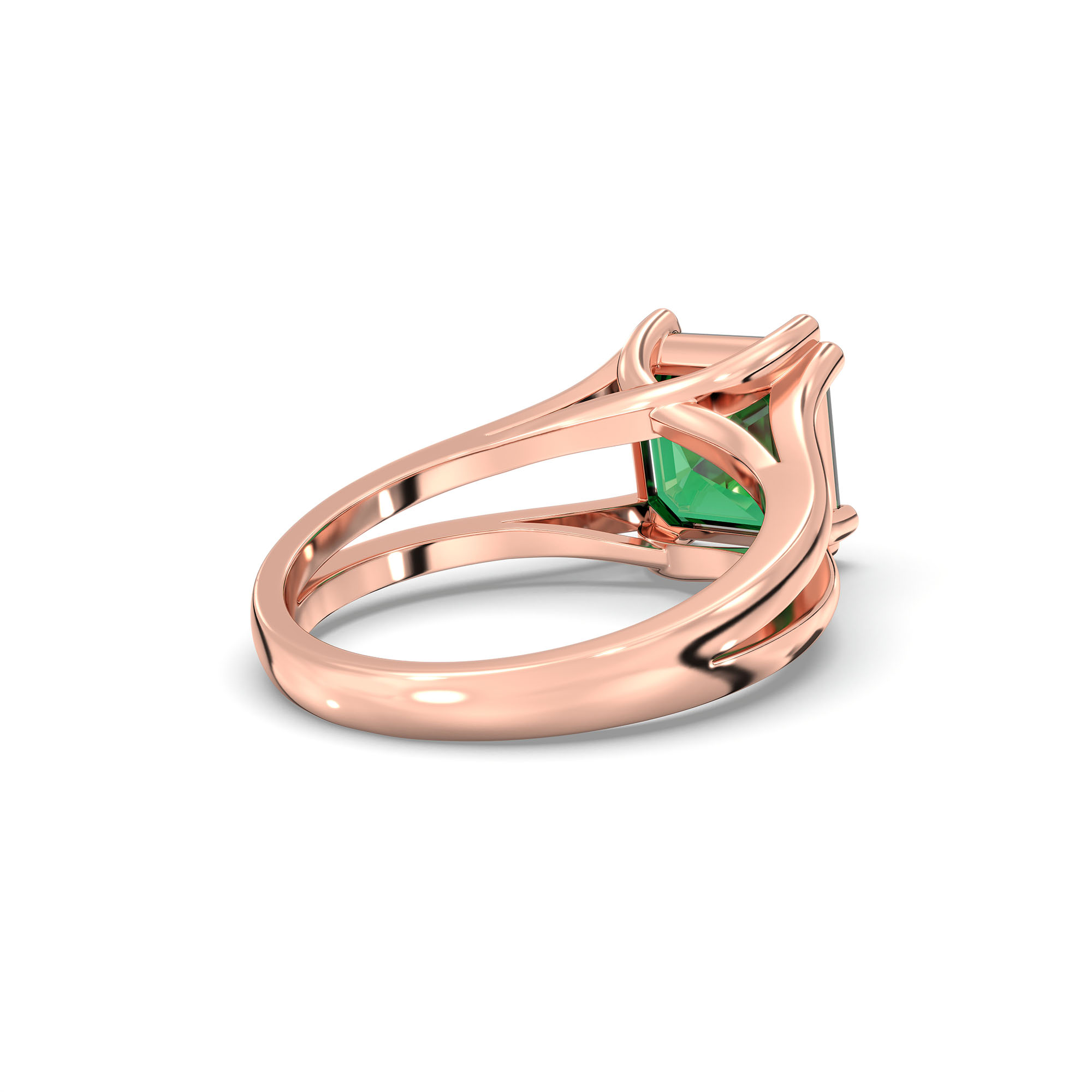 Emerald (Panna) Ring in 18K Rose Gold – Cushion 8 mm, Prong Setting, 7 g (Design K15-23) thumbnail