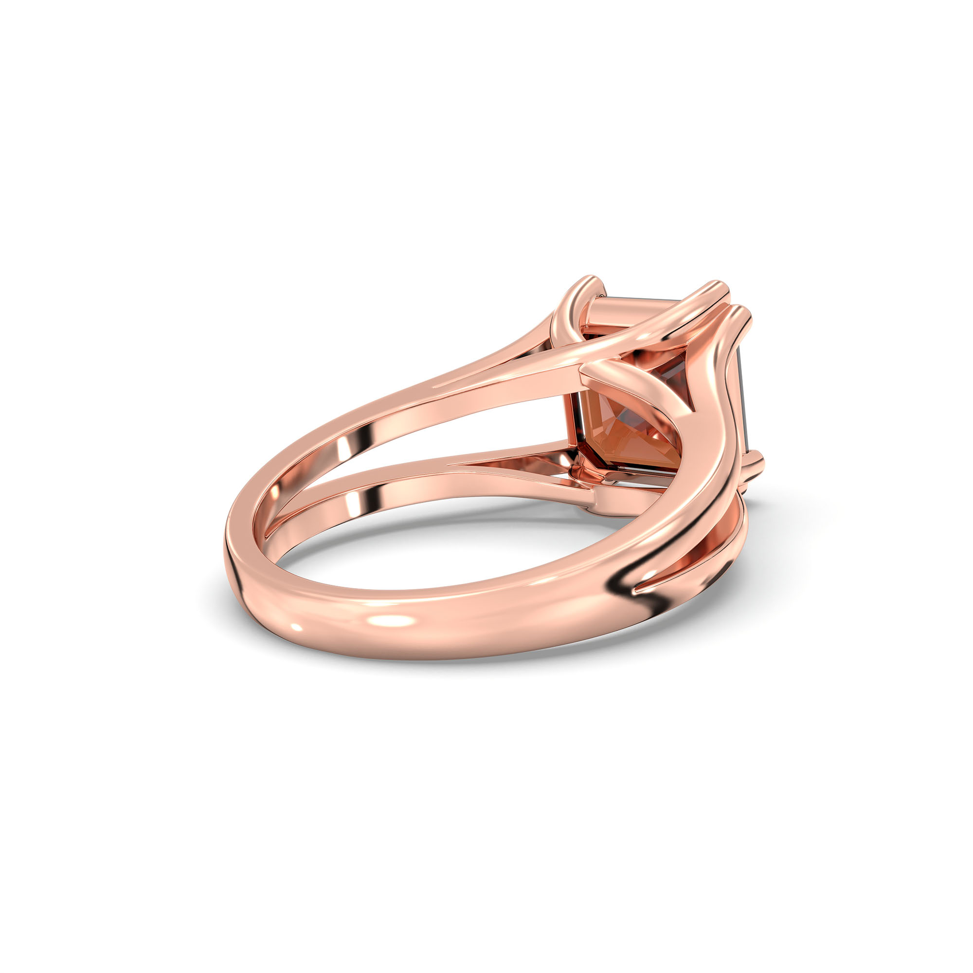 Hessonite (Gomed) Ring in 18K Rose Gold – Cushion 8 mm, Prong Setting, 7 g (Design K15-23) thumbnail