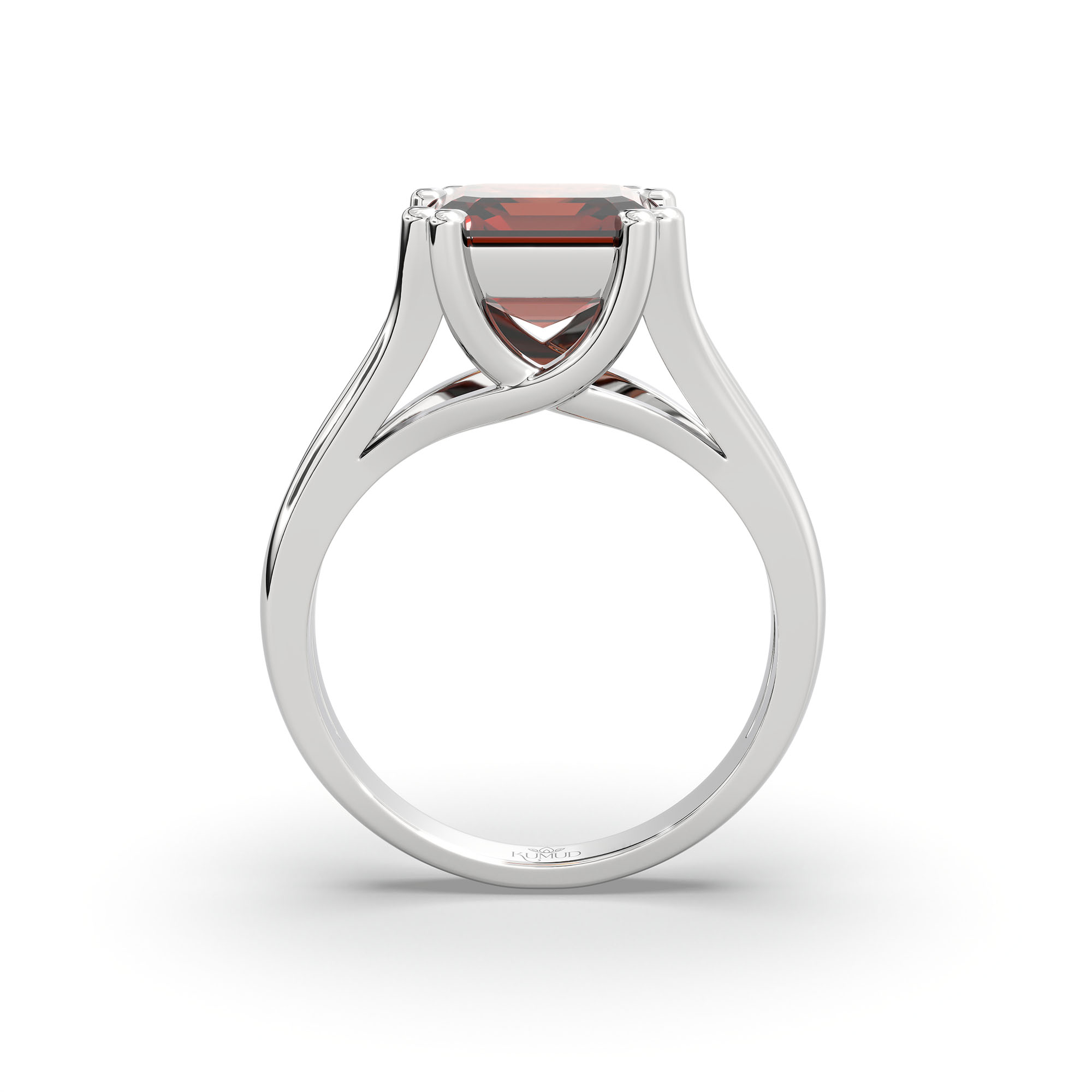 Hessonite (Gomed) Ring in 925 Sterling Silver – Cushion 8 mm, Prong Setting, 7 g (Design K15-23) thumbnail