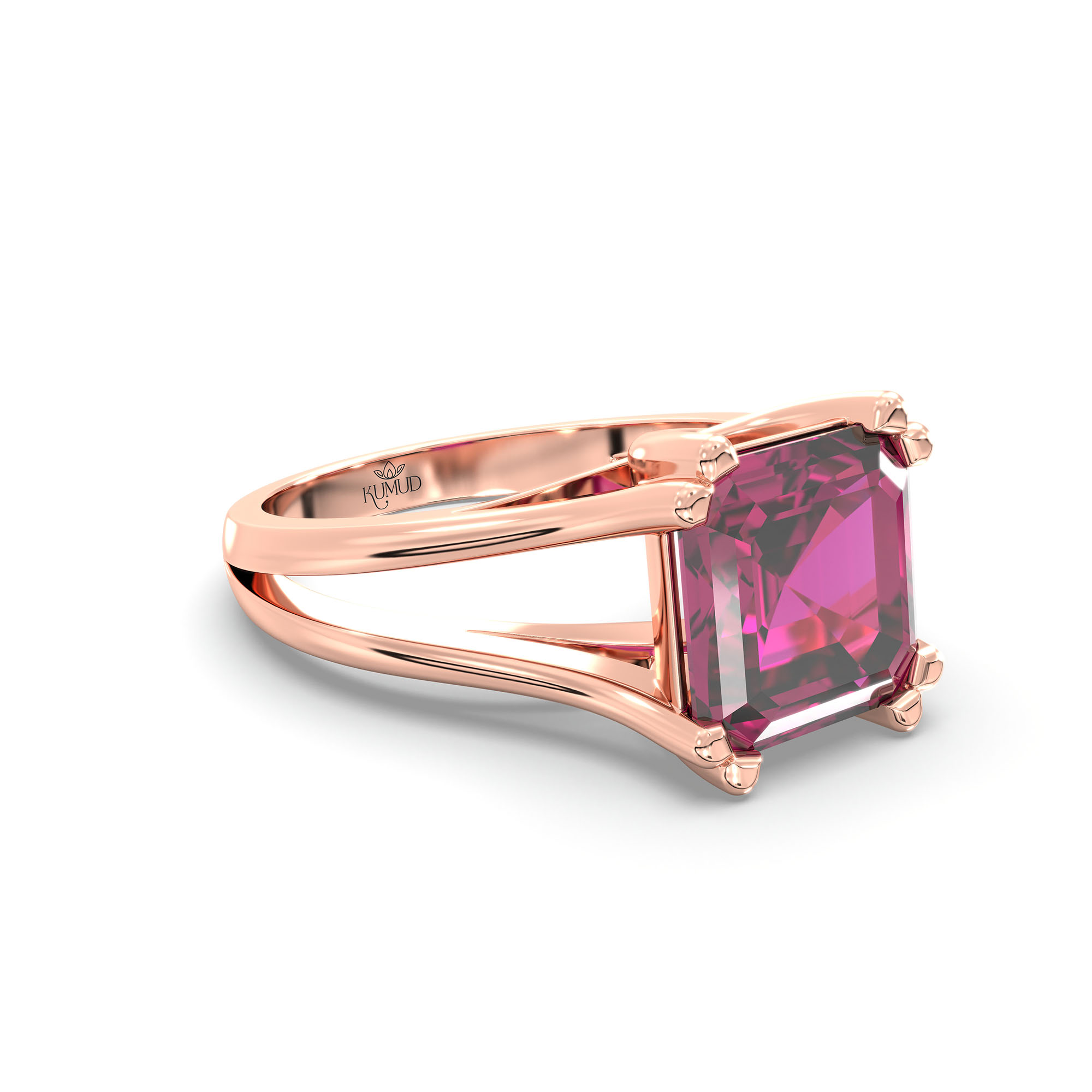 Ruby (Manik) Ring in 18K Rose Gold – Cushion 8 mm, Prong Setting, 7 g (Design K15-23) thumbnail