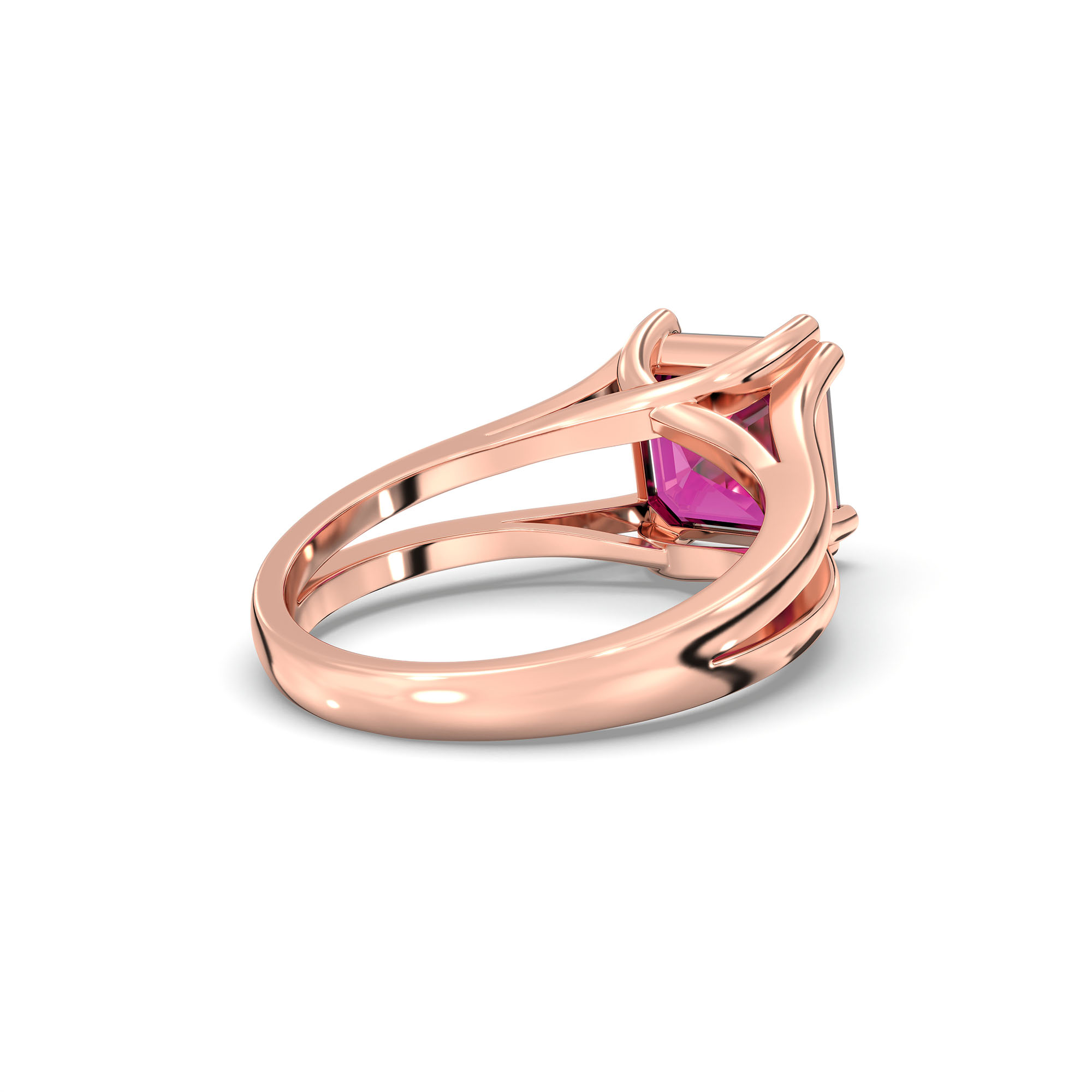 Ruby (Manik) Ring in 18K Rose Gold – Cushion 8 mm, Prong Setting, 7 g (Design K15-23) thumbnail