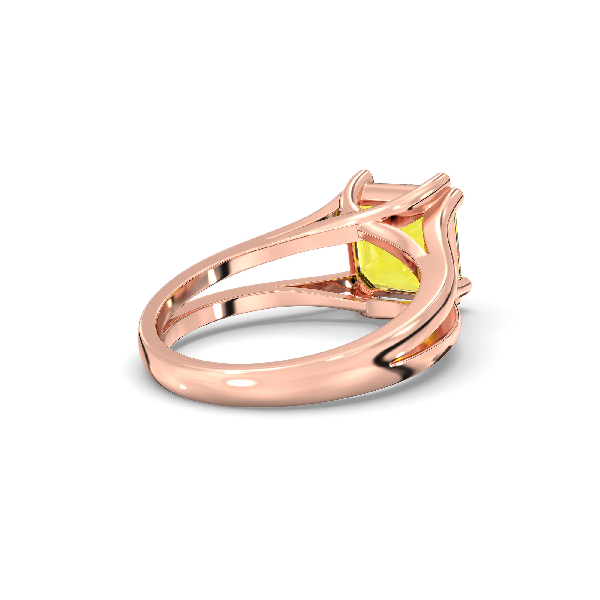 Yellow Sapphire (Pukhraj) Ring in 18K Rose Gold – Cushion 8 mm, Prong Setting, 7 g (Design K15-23) thumbnail