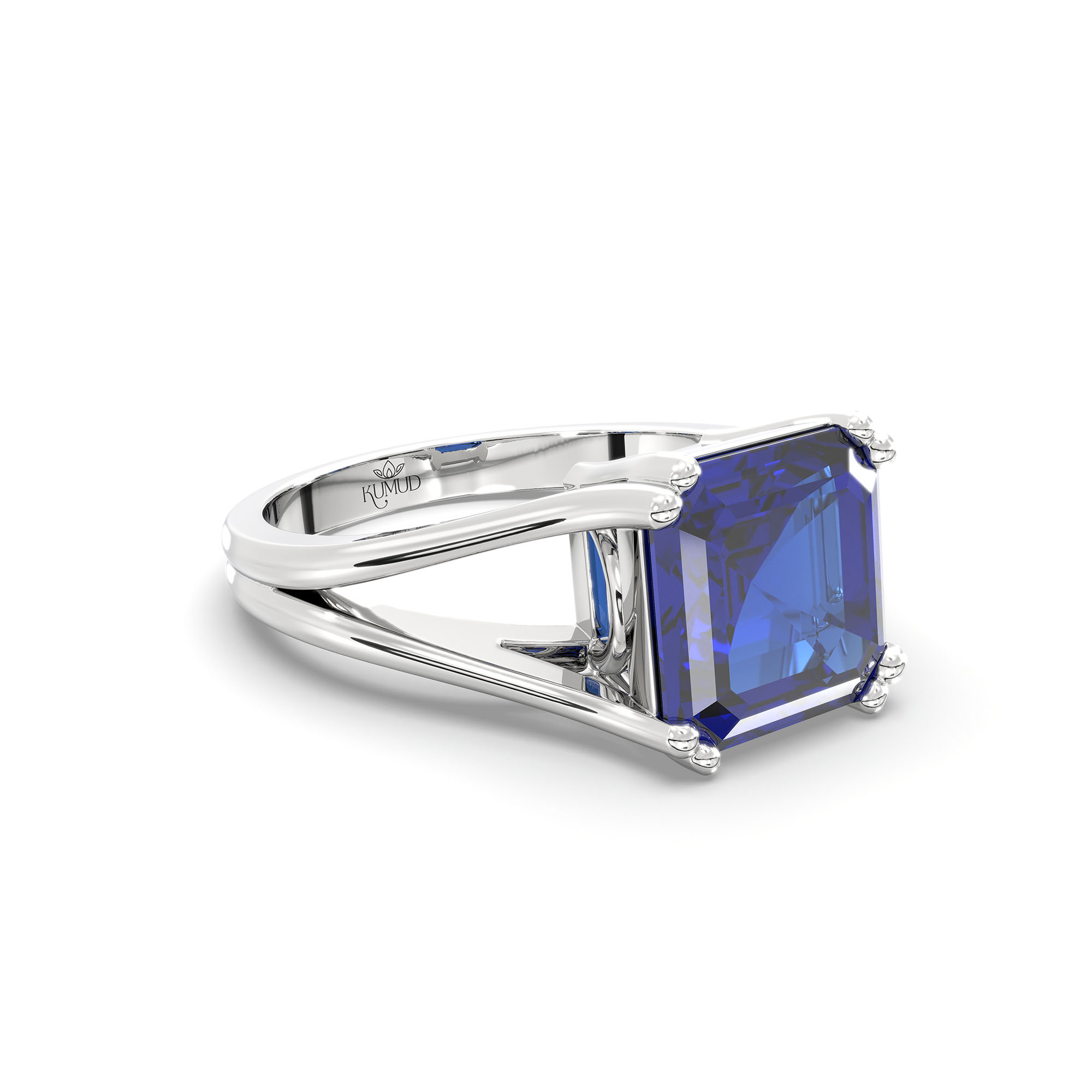 Blue Sapphire (Neelam) Ring in 925 Sterling Silver – Cushion 8 mm, Prong Setting, 5 g (Design K15-24) thumbnail