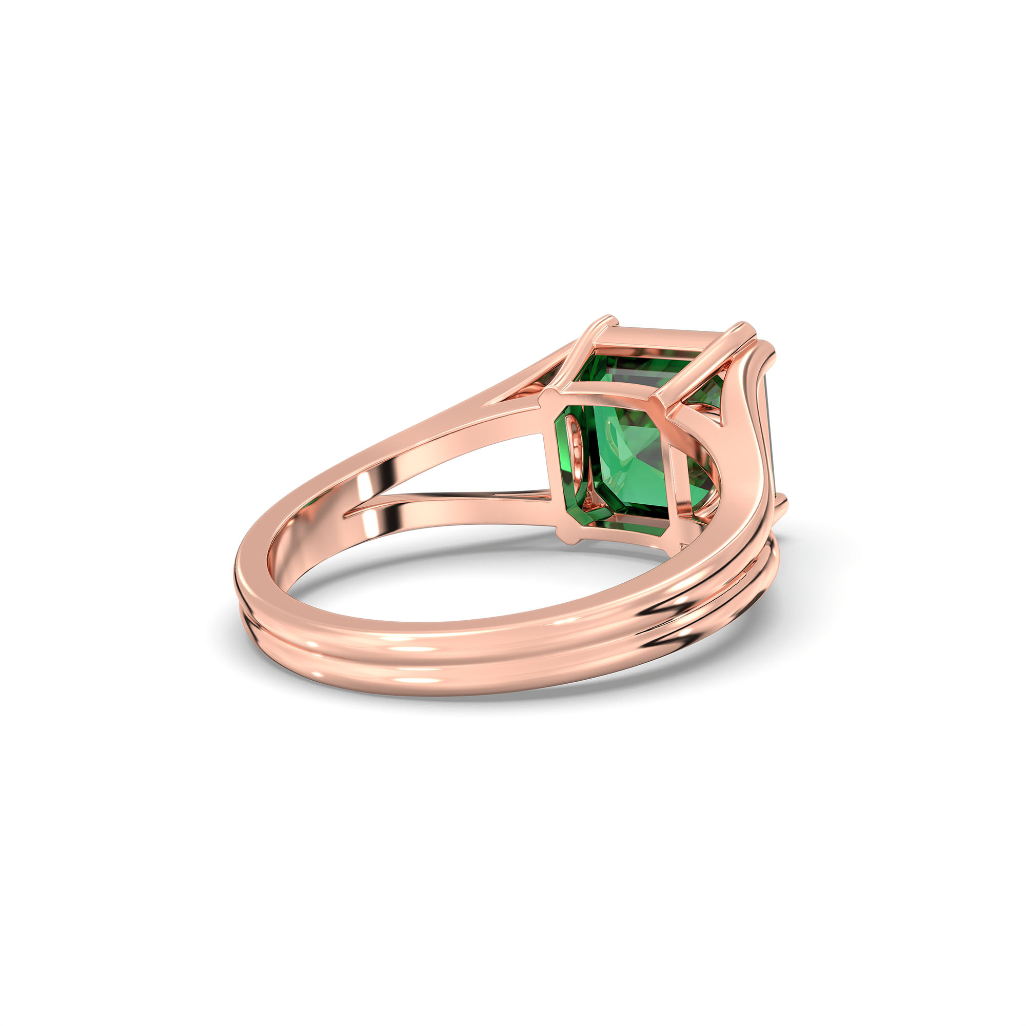 Emerald (Panna) Ring in 18K Rose Gold – Cushion 8 mm, Prong Setting, 5 g (Design K15-24) thumbnail