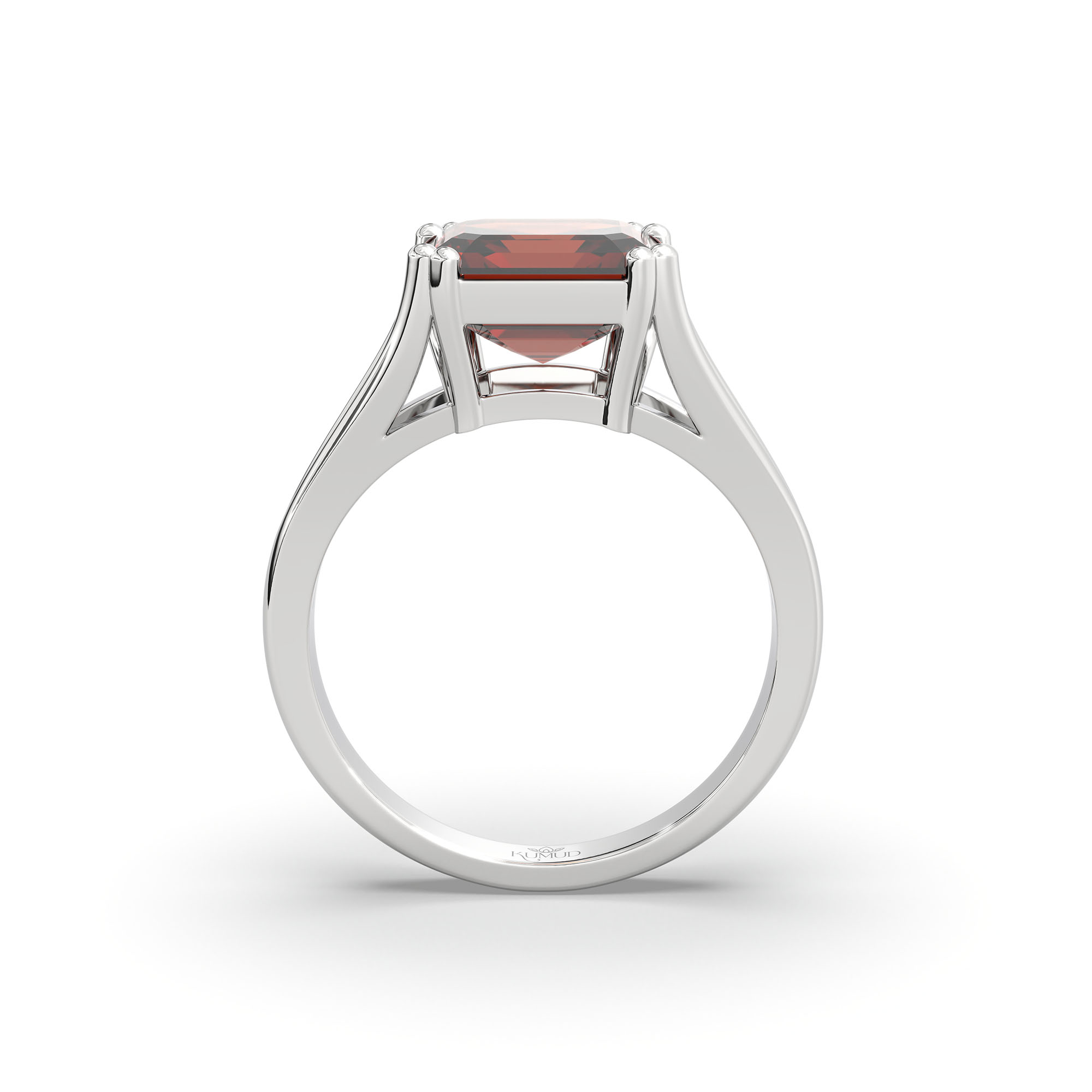 Hessonite (Gomed) Ring in 925 Sterling Silver – Cushion 8 mm, Prong Setting, 5 g (Design K15-24) thumbnail