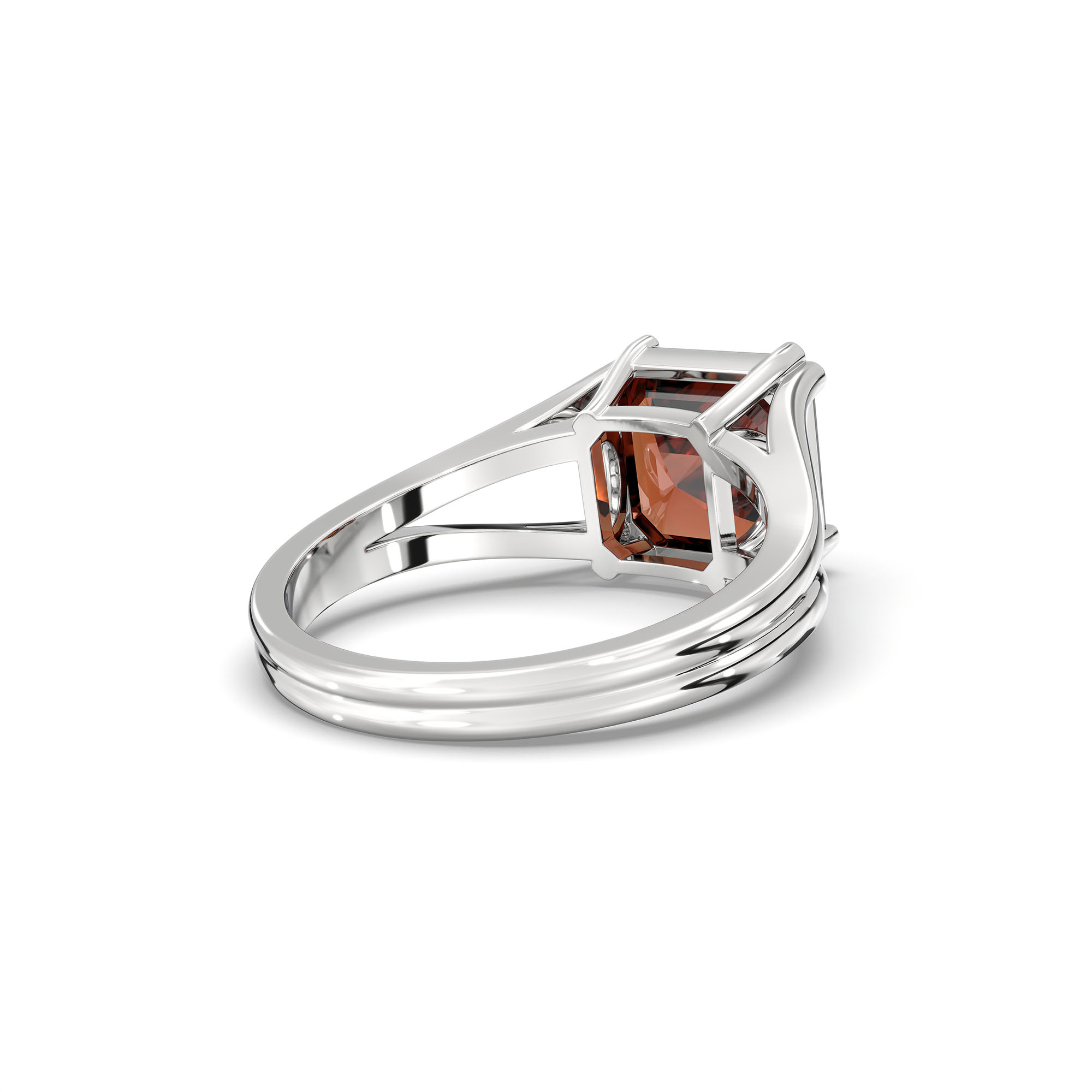 Hessonite (Gomed) Ring in 925 Sterling Silver – Cushion 8 mm, Prong Setting, 5 g (Design K15-24) thumbnail