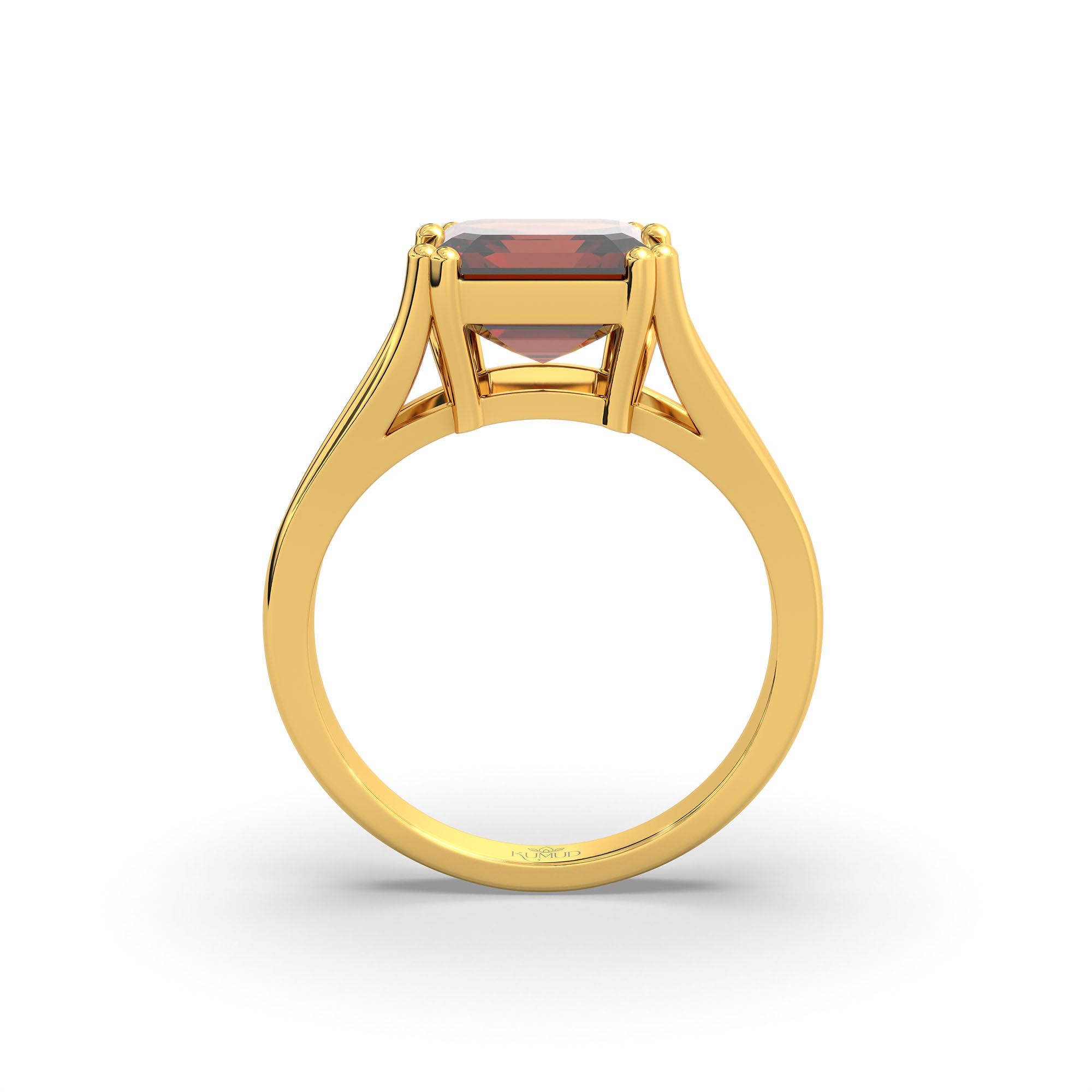 Hessonite (Gomed) Ring in 22K Yellow Gold – Cushion 8 mm, Prong Setting, 5 g (Design K15-24) thumbnail