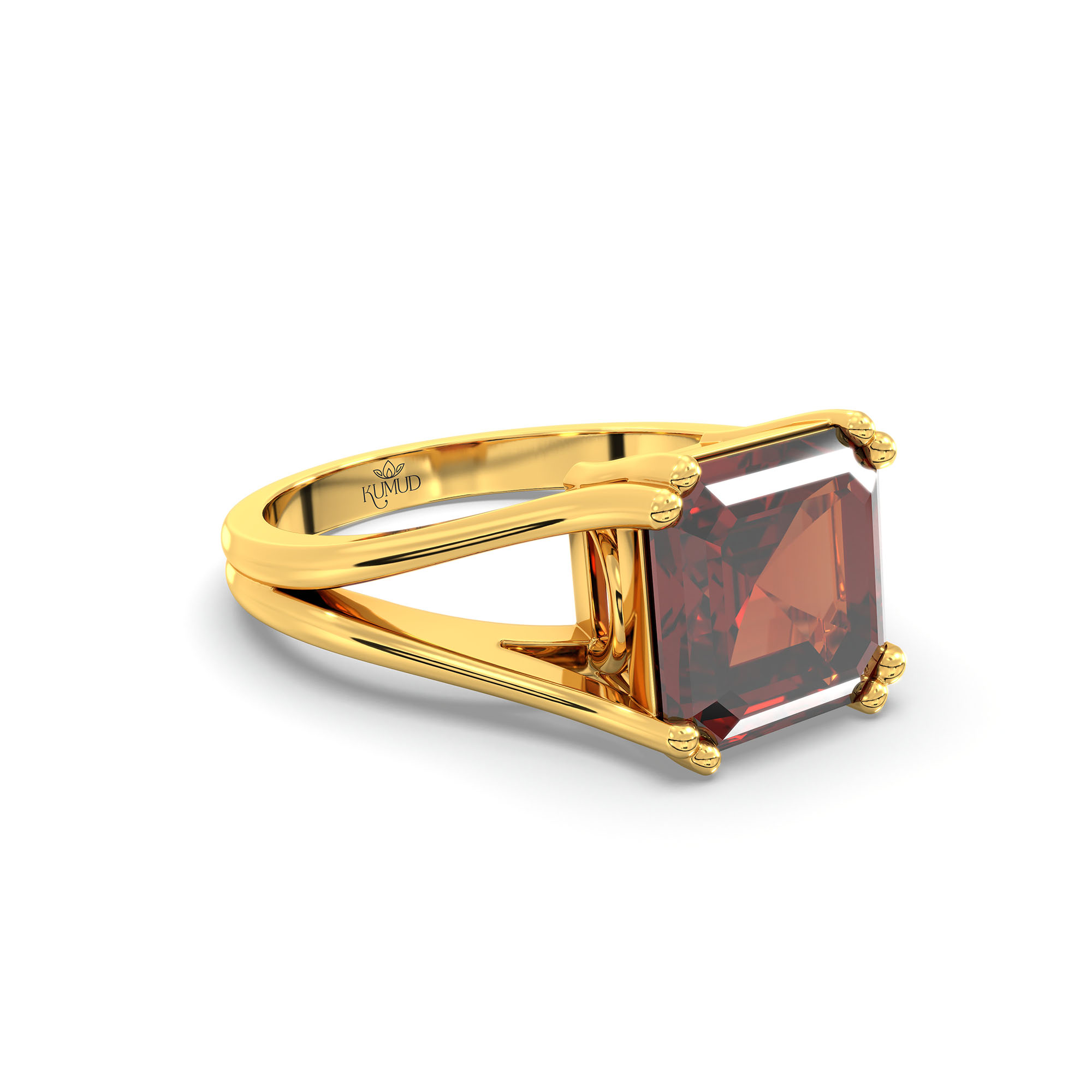 Hessonite (Gomed) Ring in 22K Yellow Gold – Cushion 8 mm, Prong Setting, 5 g (Design K15-24) thumbnail