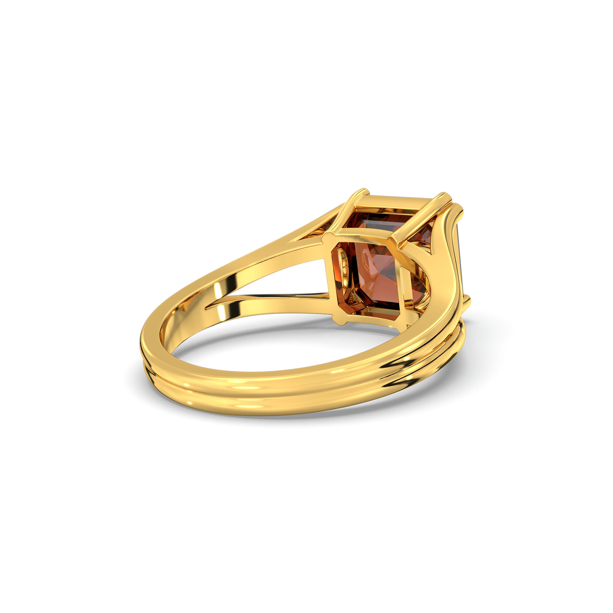 Hessonite (Gomed) Ring in 22K Yellow Gold – Cushion 8 mm, Prong Setting, 5 g (Design K15-24) thumbnail