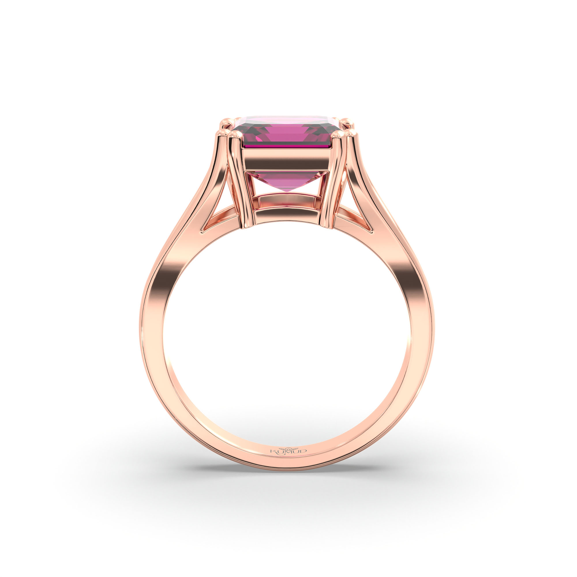 Ruby (Manik) Ring in 18K Rose Gold – Cushion 8 mm, Prong Setting, 5 g (Design K15-24) thumbnail
