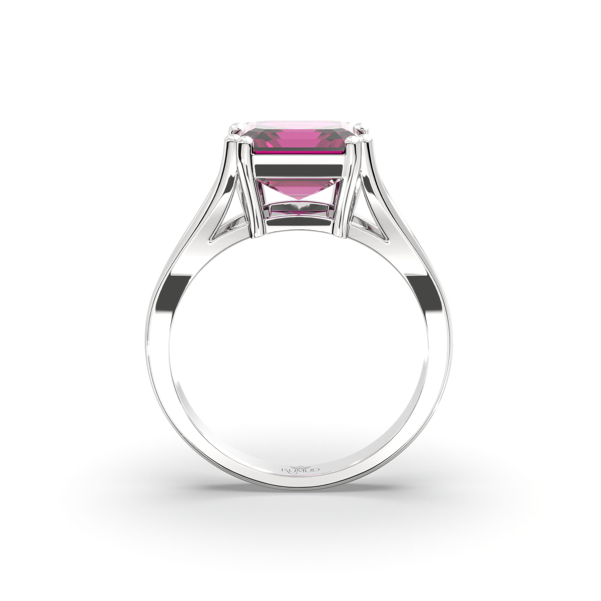 Ruby (Manik) Ring in 18K White Gold – Cushion 8 mm, Prong Setting, 5 g (Design K15-24) thumbnail
