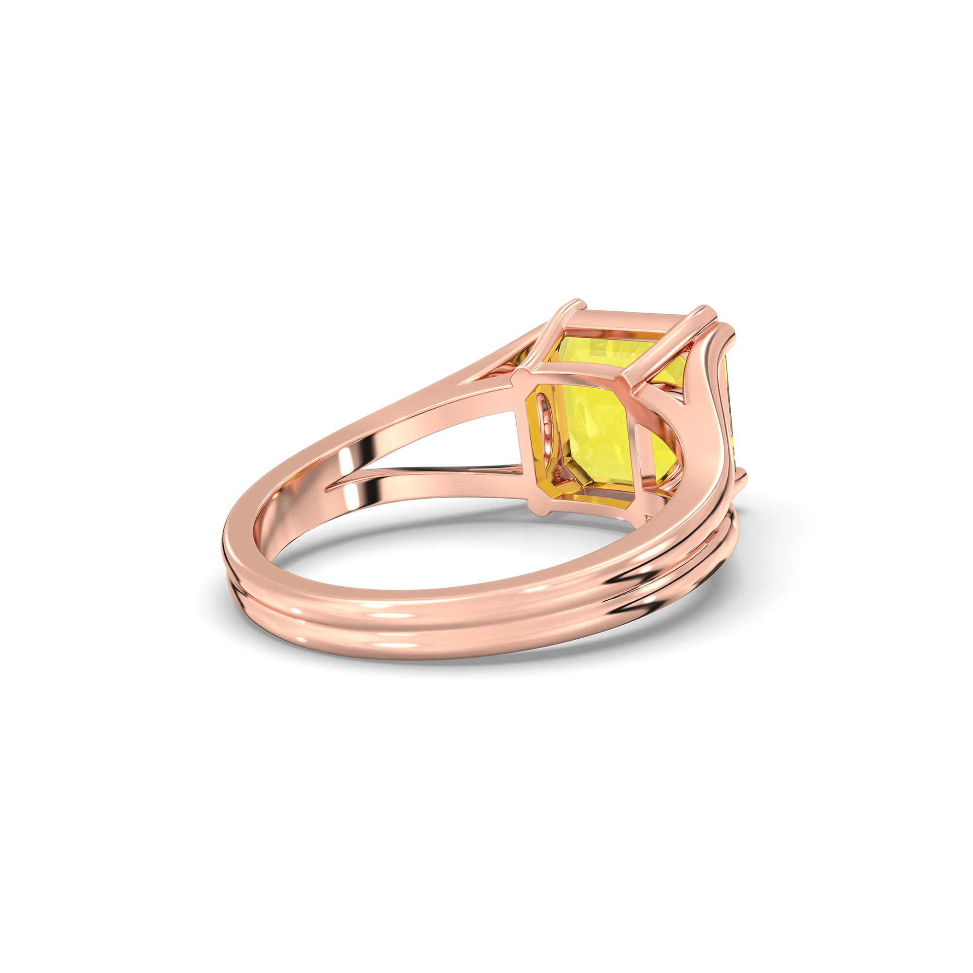 Yellow Sapphire (Pukhraj) Ring in 18K Rose Gold – Cushion 8 mm, Prong Setting, 5 g (Design K15-24) thumbnail