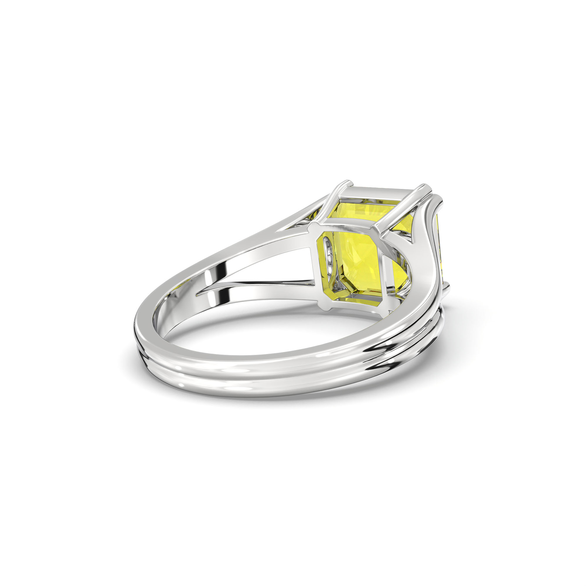 Yellow Sapphire (Pukhraj) Ring in 18K White Gold – Cushion 8 mm, Prong Setting, 5 g (Design K15-24) thumbnail