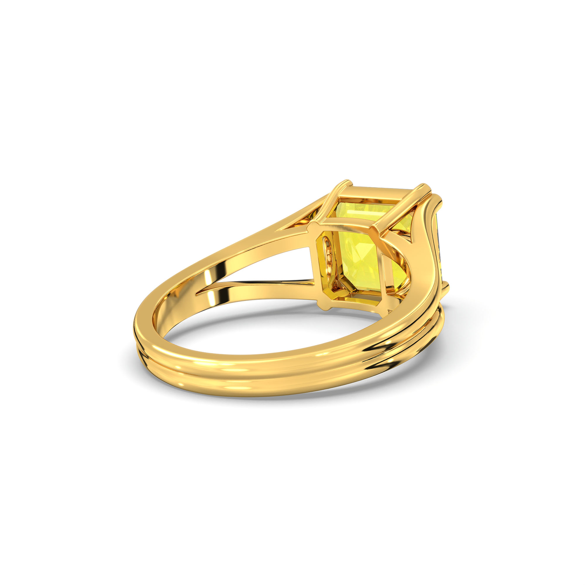 Yellow Sapphire (Pukhraj) Ring in 22K Yellow Gold – Cushion 8 mm, Prong Setting, 5 g (Design K15-24) thumbnail