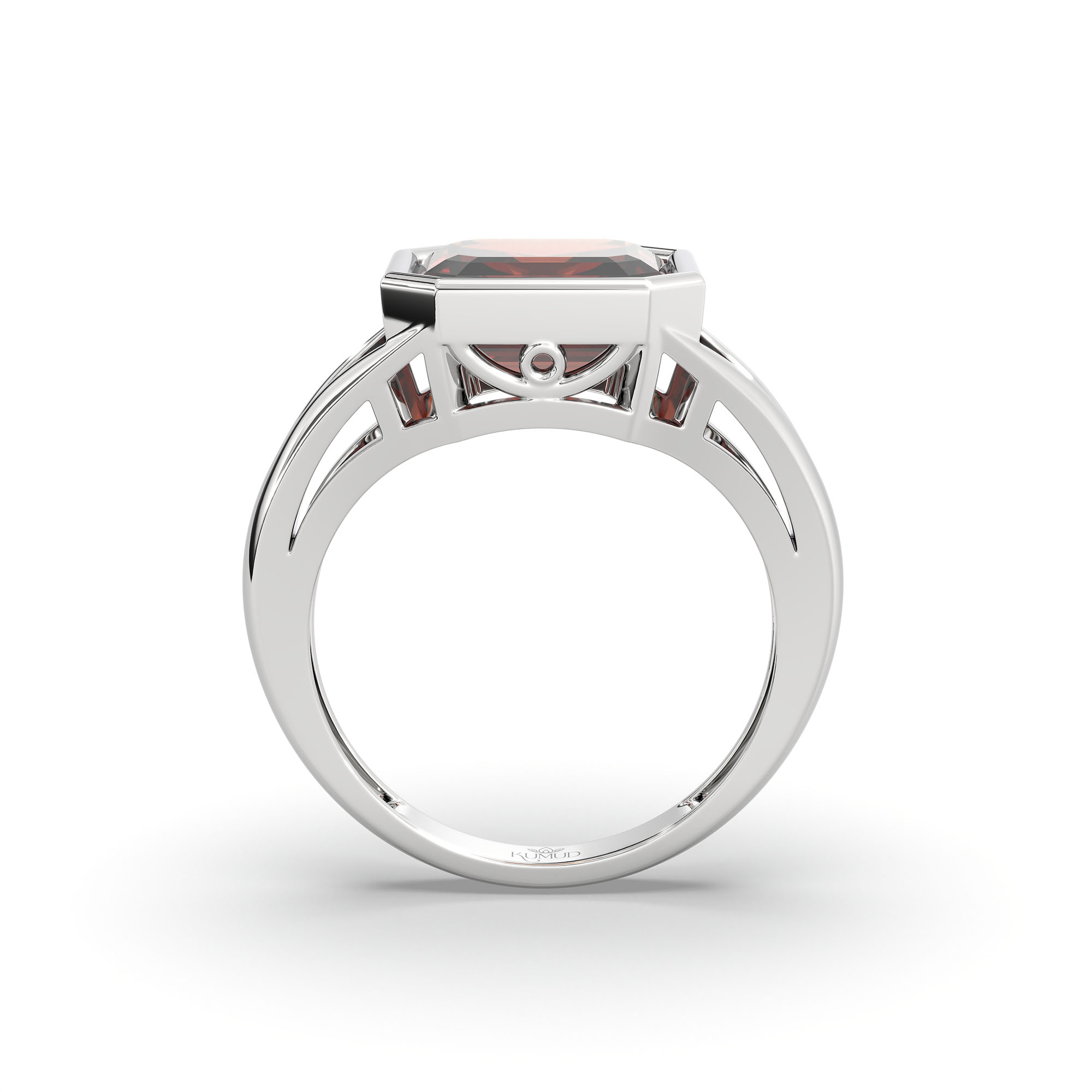 Hessonite (Gomed) Ring in 925 Sterling Silver – Cushion 8 mm, Bezel Setting, 6 g (Design K15-25) thumbnail
