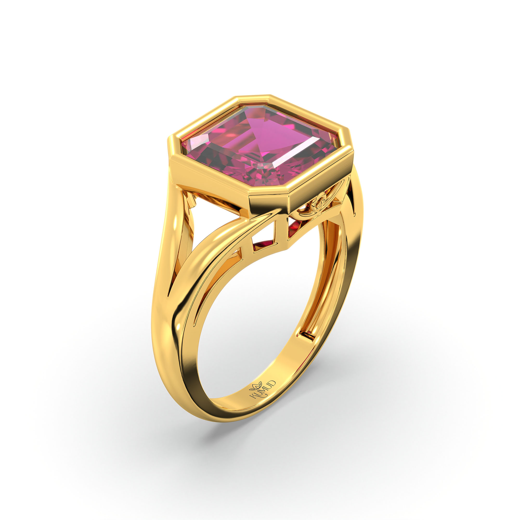 Ruby (Manik) Ring in 22K Yellow Gold – Cushion 8 mm, Bezel Setting, 6 g (Design K15-25) thumbnail
