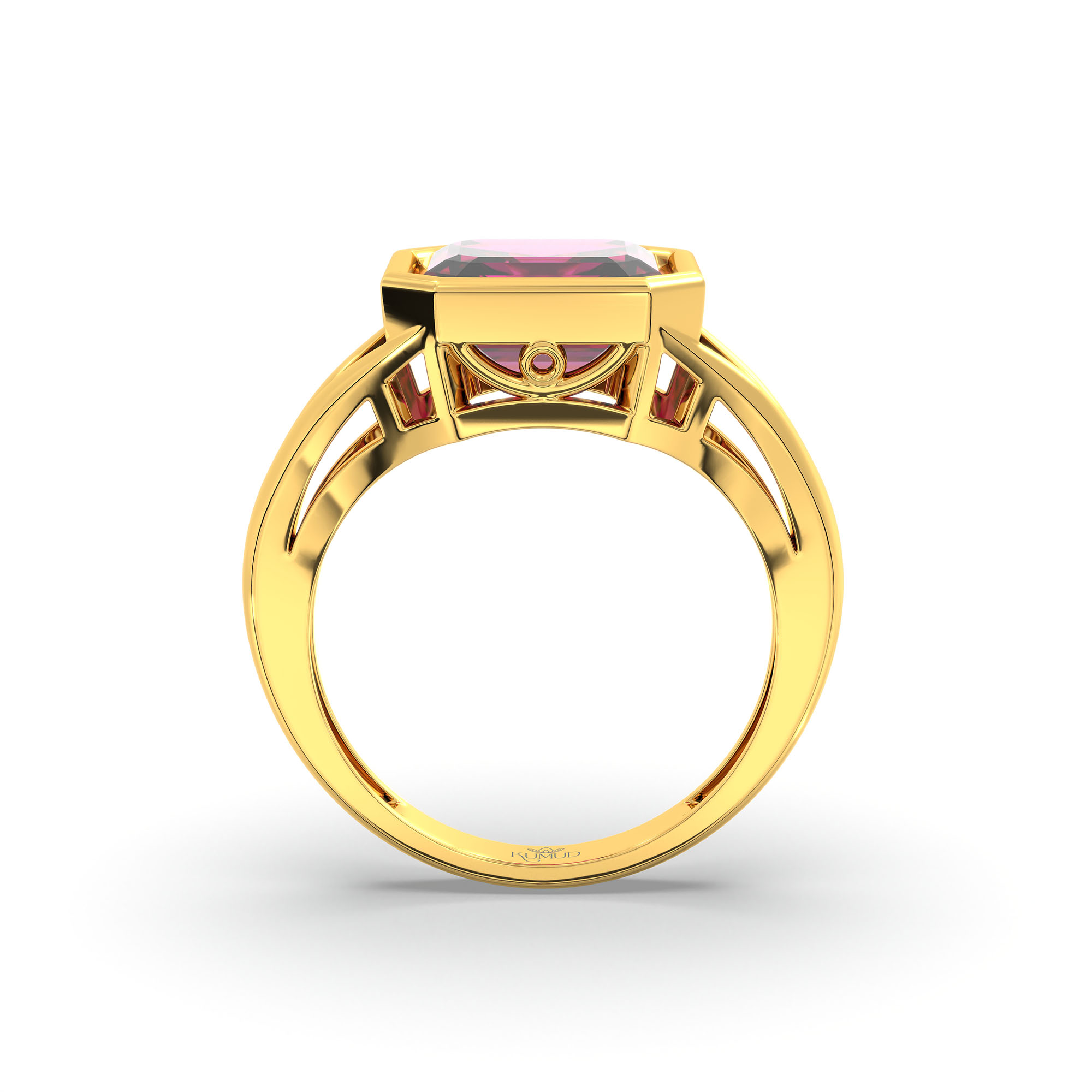 Ruby (Manik) Ring in 22K Yellow Gold – Cushion 8 mm, Bezel Setting, 6 g (Design K15-25) thumbnail