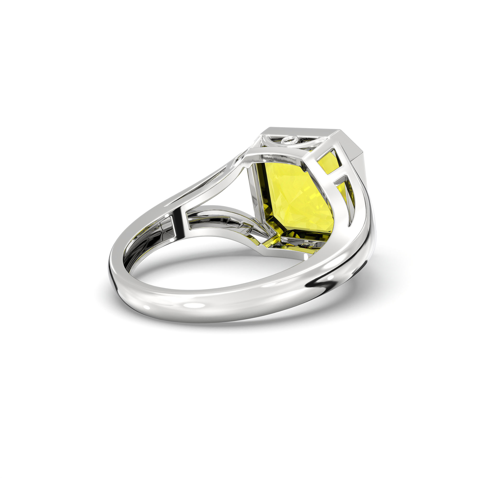 Yellow Sapphire (Pukhraj) Ring in 925 Sterling Silver – Cushion 8 mm, Bezel Setting, 6 g (Design K15-25) thumbnail