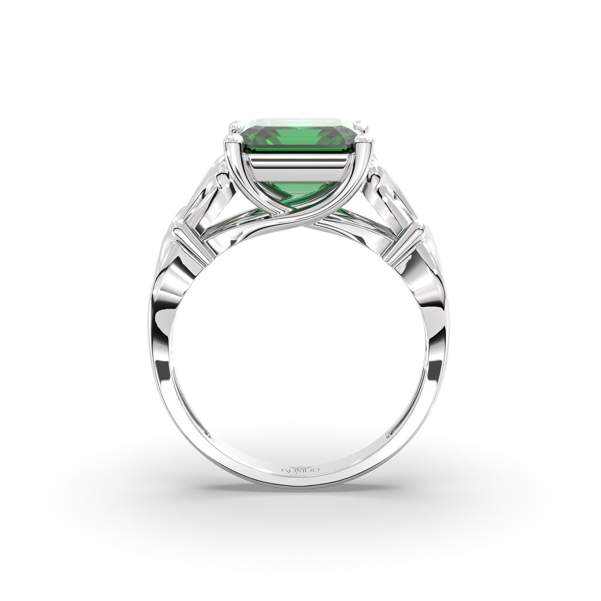 Emerald (Panna) Ring in 925 Sterling Silver – Cushion 8 mm, Prong Setting, 5 g (Design K15-26) thumbnail