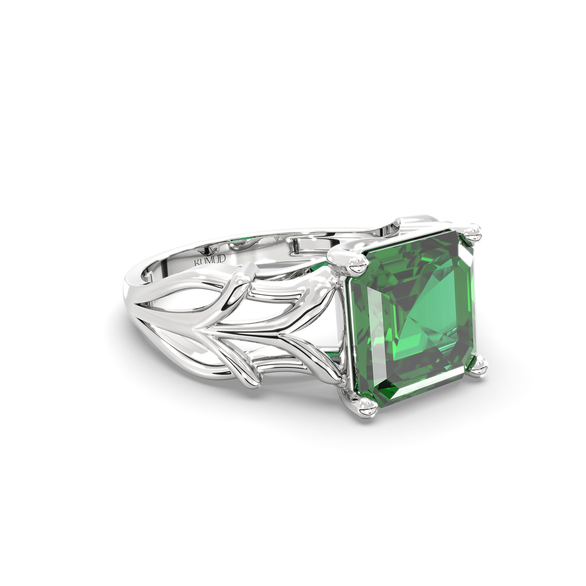 Emerald (Panna) Ring in 925 Sterling Silver – Cushion 8 mm, Prong Setting, 5 g (Design K15-26) thumbnail