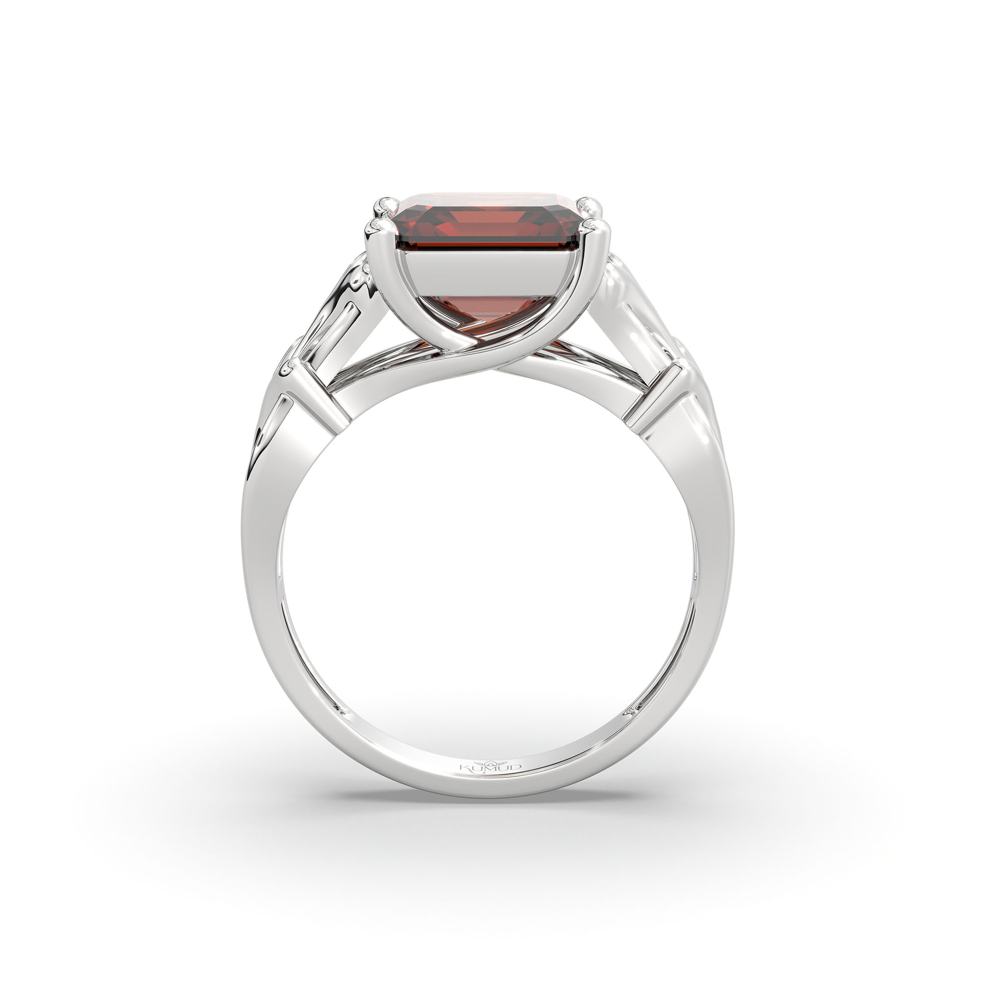 Hessonite (Gomed) Ring in 925 Sterling Silver – Cushion 8 mm, Prong Setting, 5 g (Design K15-26) thumbnail