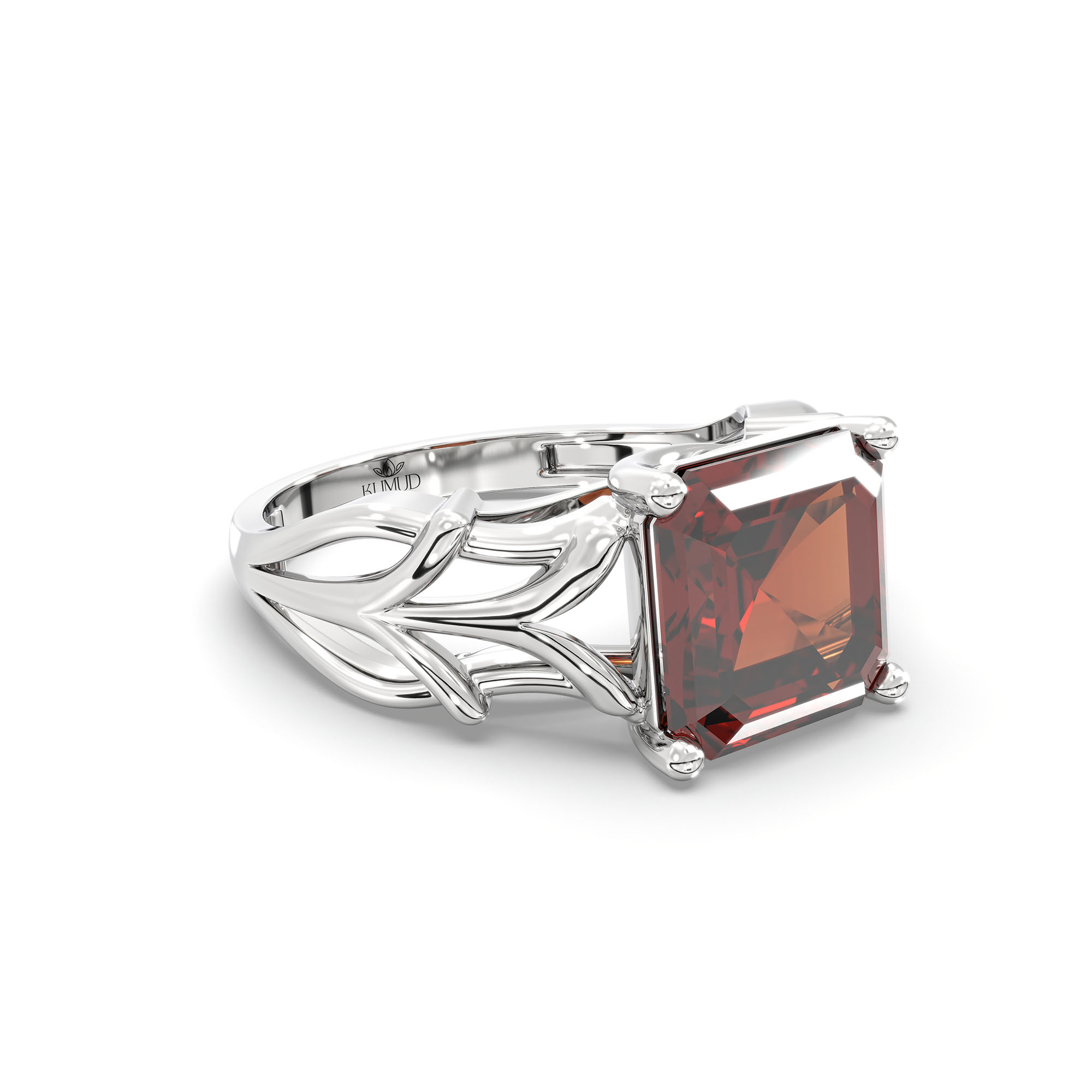 Hessonite (Gomed) Ring in 925 Sterling Silver – Cushion 8 mm, Prong Setting, 5 g (Design K15-26) thumbnail