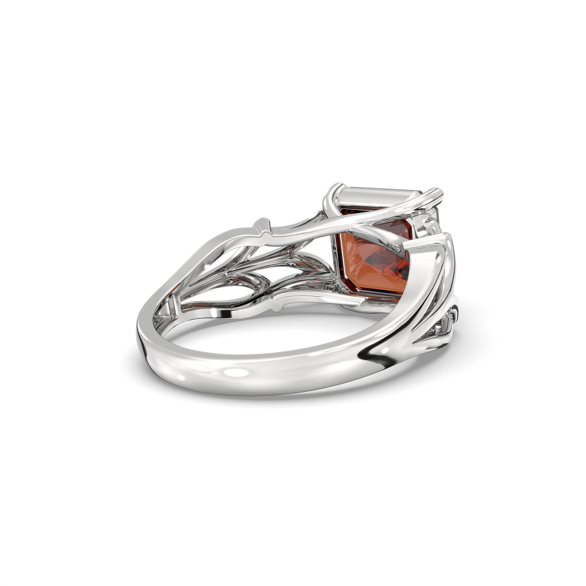 Hessonite (Gomed) Ring in 925 Sterling Silver – Cushion 8 mm, Prong Setting, 5 g (Design K15-26) thumbnail
