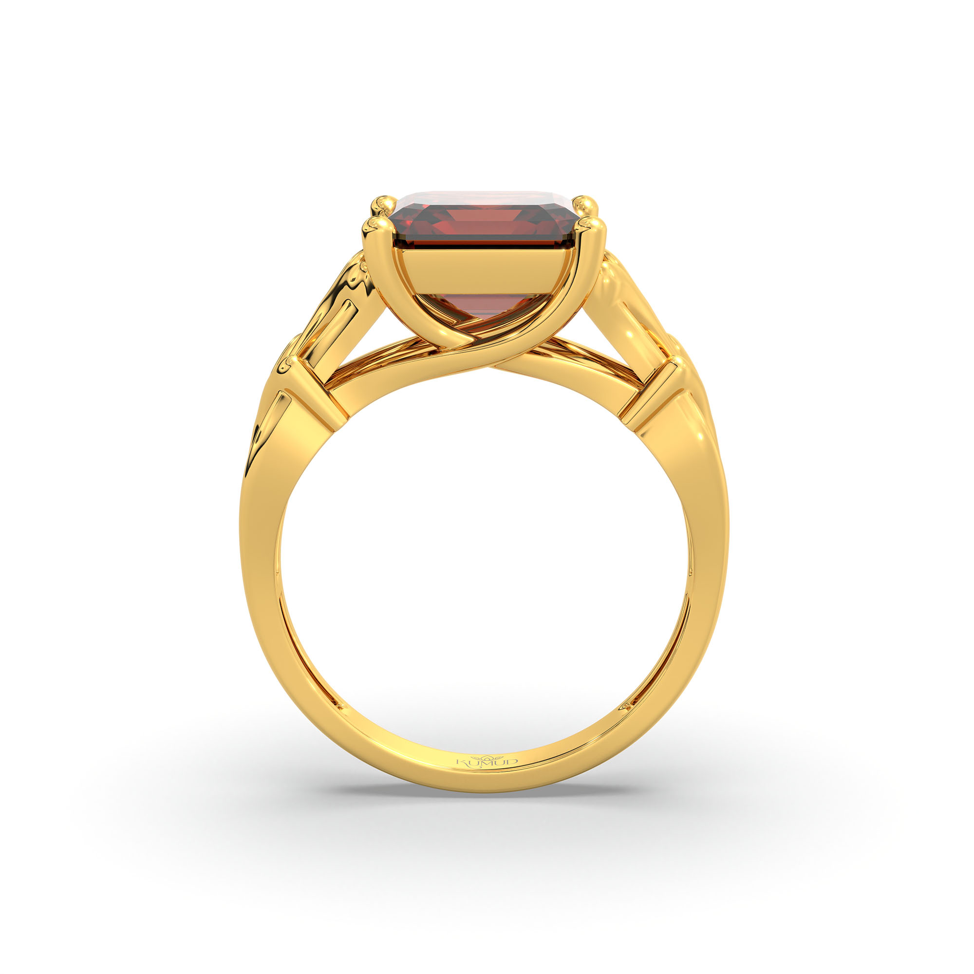 Hessonite (Gomed) Ring in 22K Yellow Gold – Cushion 8 mm, Prong Setting, 5 g (Design K15-26) thumbnail