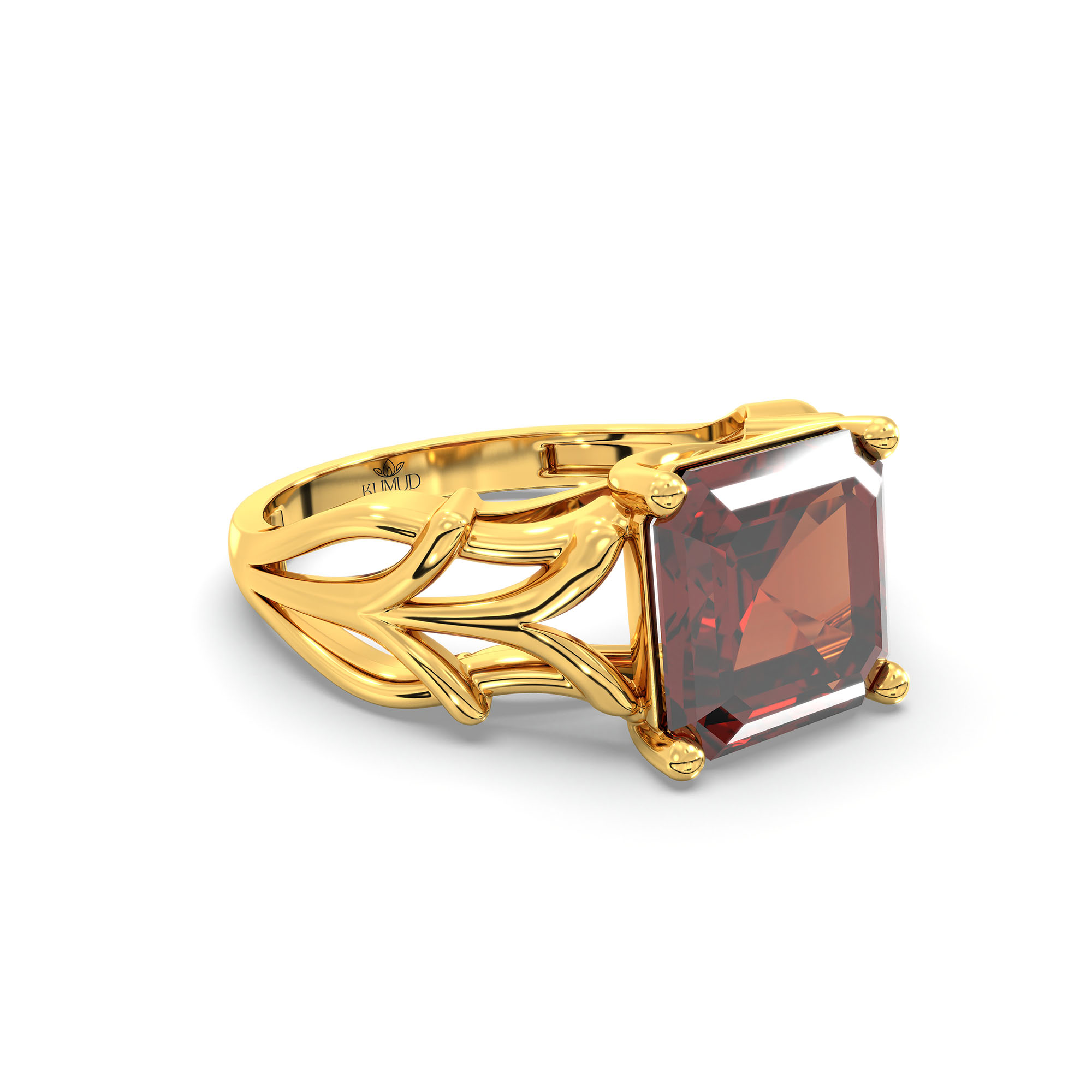 Hessonite (Gomed) Ring in 22K Yellow Gold – Cushion 8 mm, Prong Setting, 5 g (Design K15-26) thumbnail