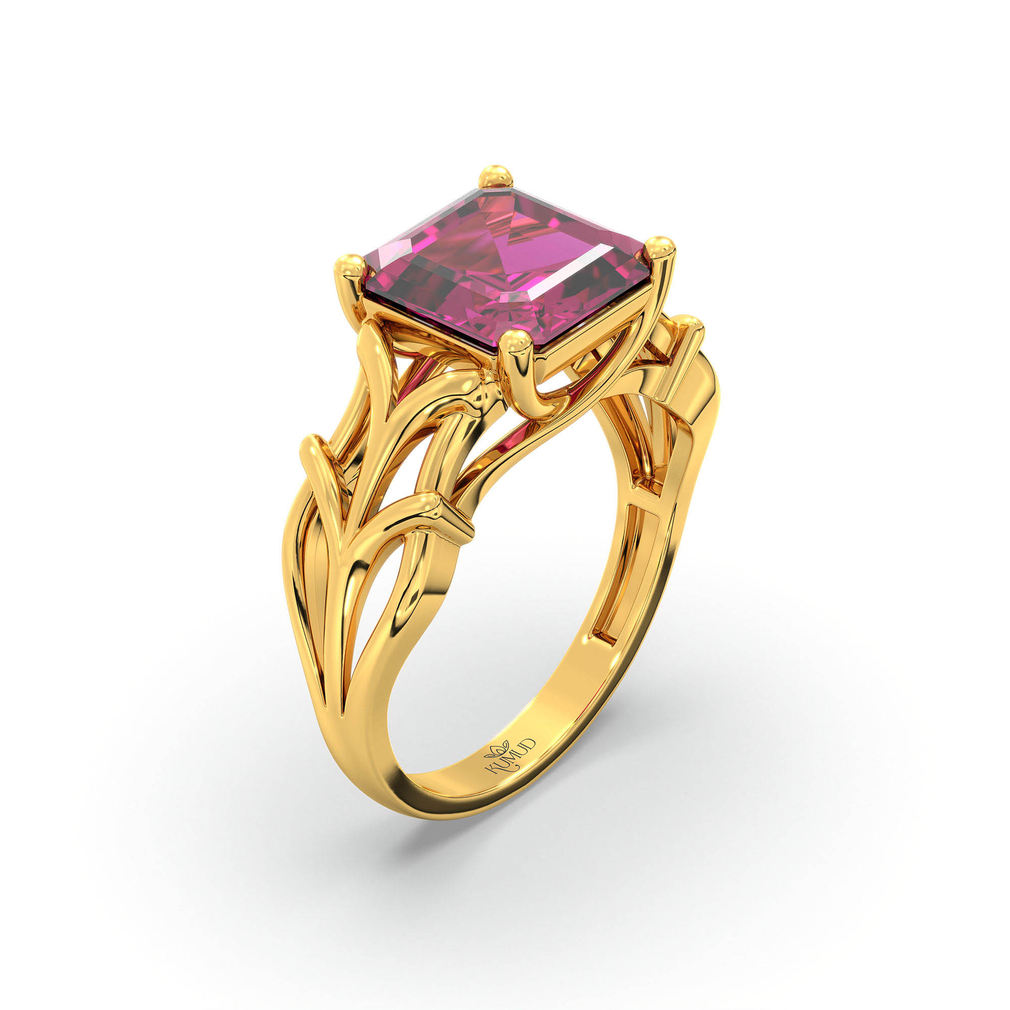 Ruby (Manik) Ring in 22K Yellow Gold – Cushion 8 mm, Prong Setting, 5 g (Design K15-26) thumbnail