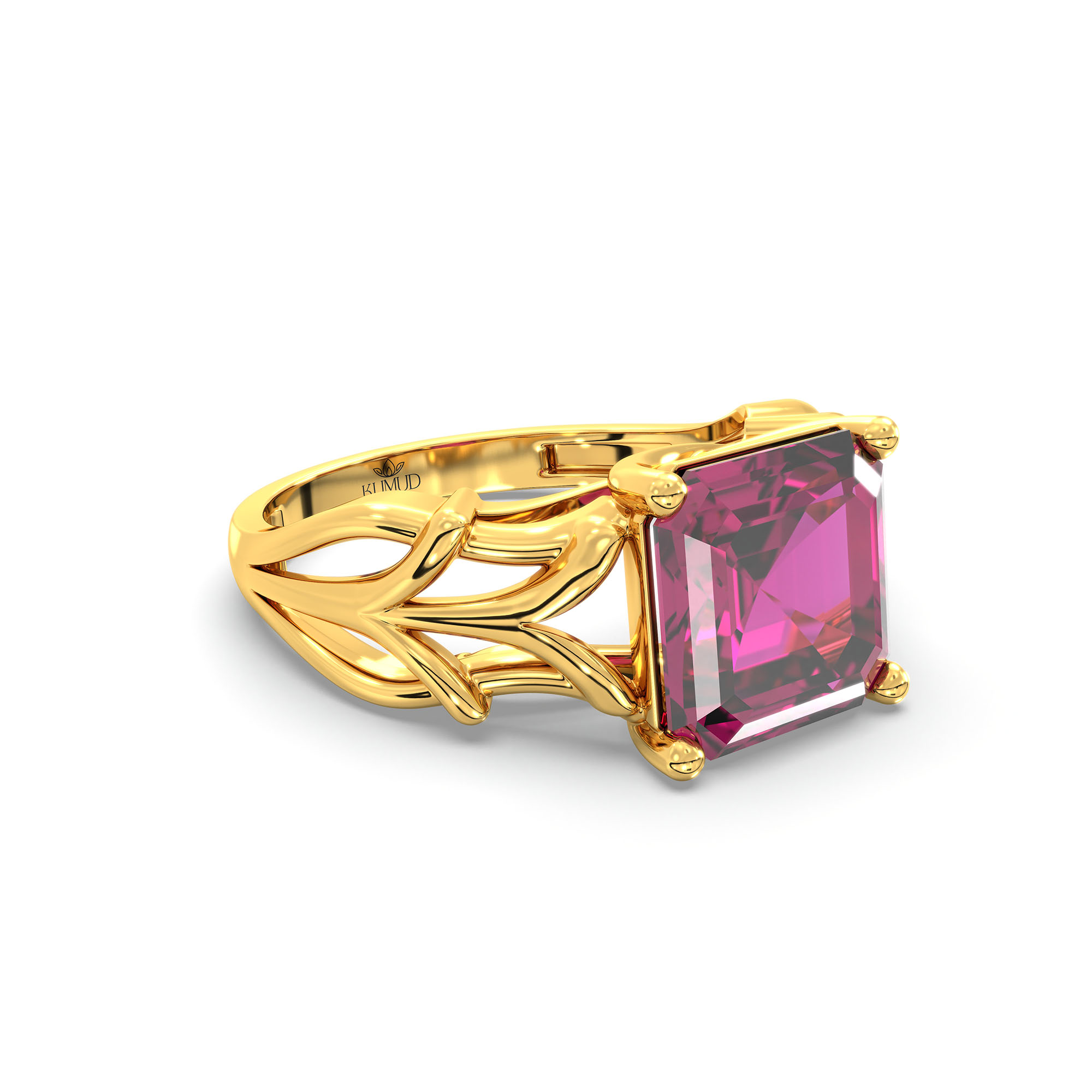 Ruby (Manik) Ring in 22K Yellow Gold – Cushion 8 mm, Prong Setting, 5 g (Design K15-26) thumbnail