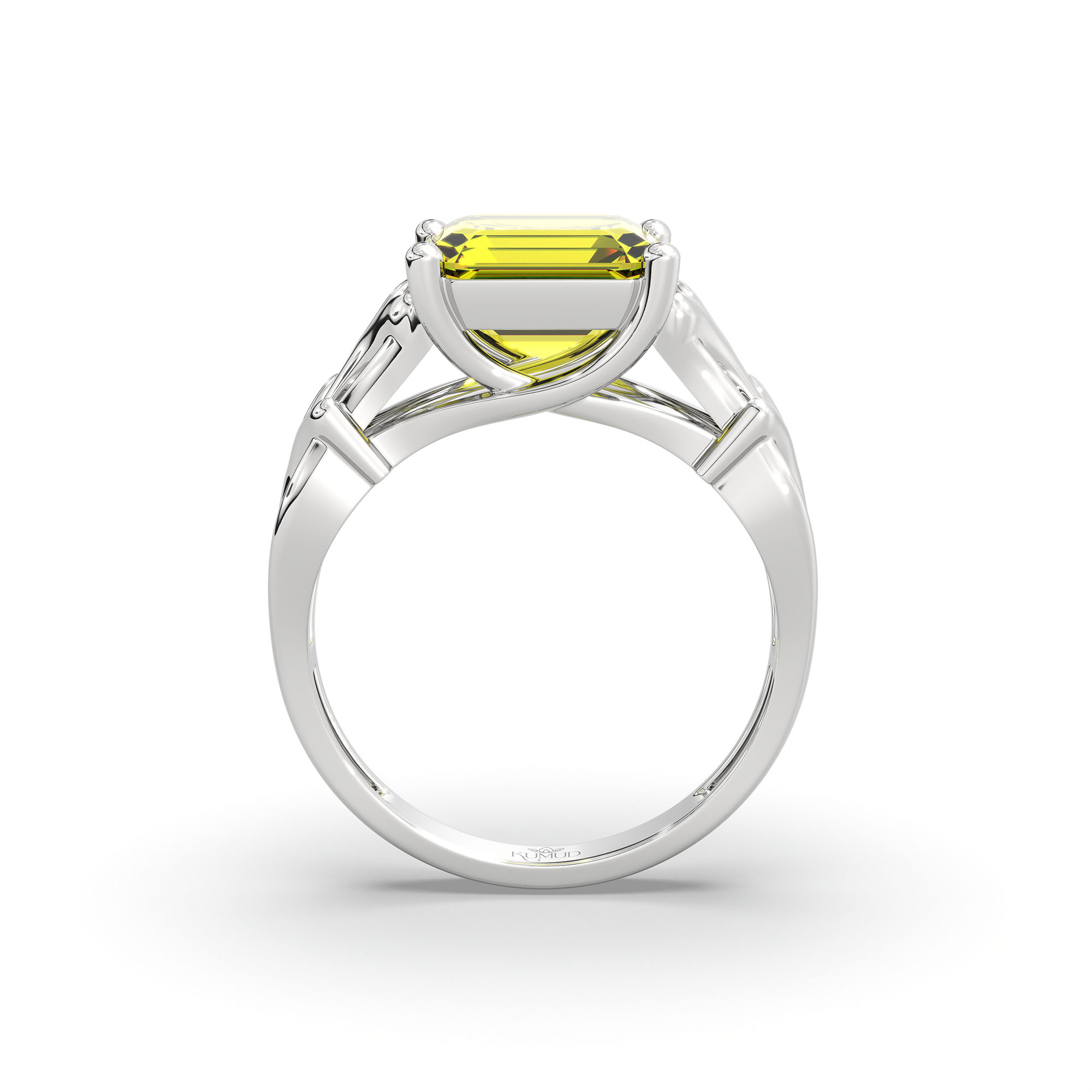 Yellow Sapphire (Pukhraj) Ring in 925 Sterling Silver – Cushion 8 mm, Prong Setting, 5 g (Design K15-26) thumbnail
