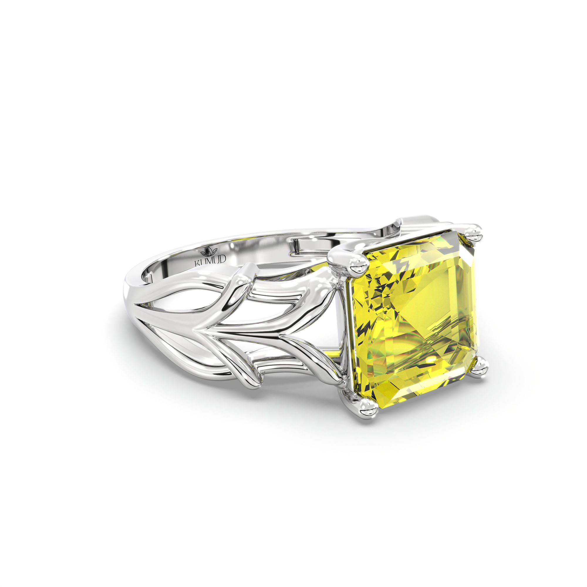 Yellow Sapphire (Pukhraj) Ring in 925 Sterling Silver – Cushion 8 mm, Prong Setting, 5 g (Design K15-26) thumbnail