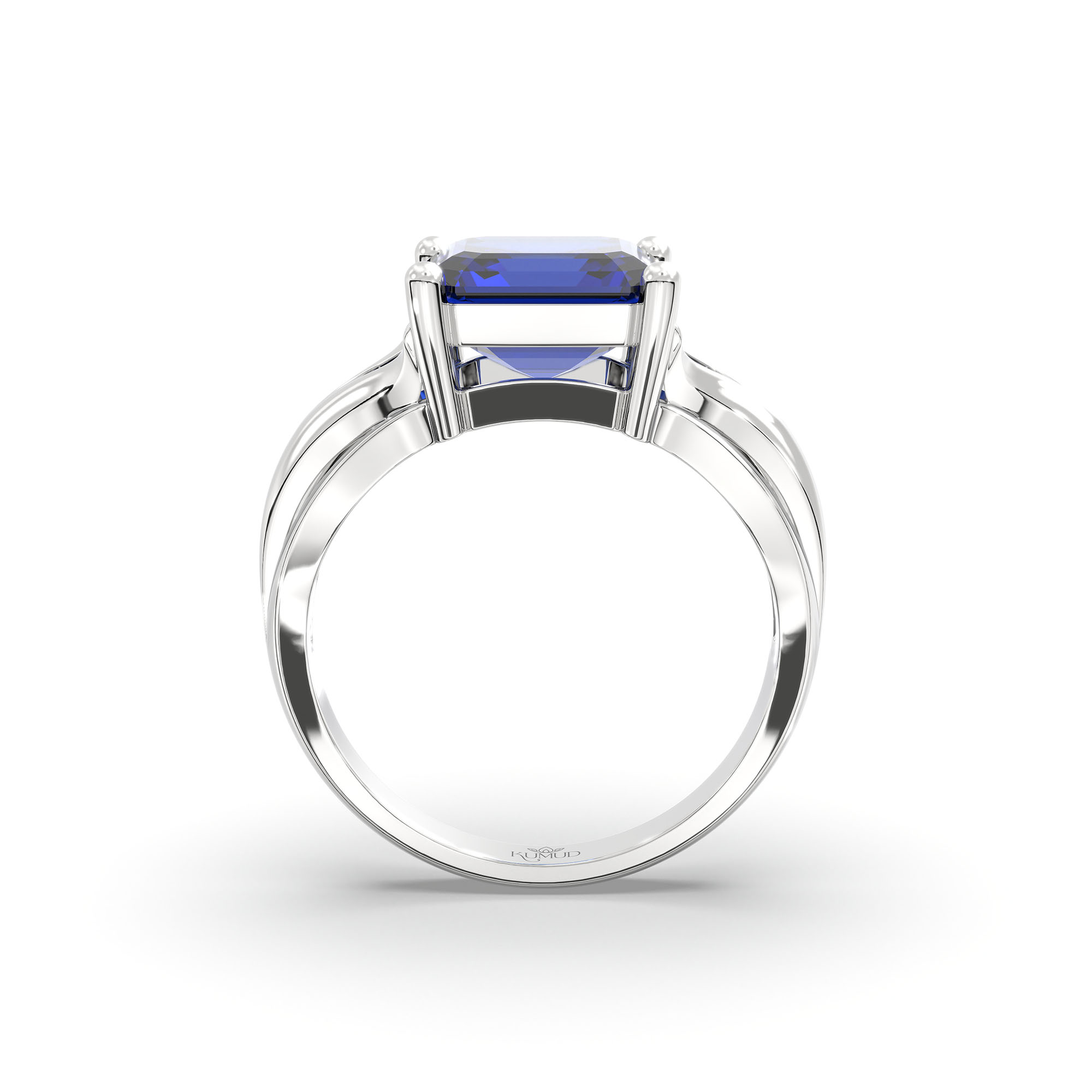 Blue Sapphire (Neelam) Ring in 925 Sterling Silver – Cushion 8 mm, Prong Setting, 5 g (Design K15-27) thumbnail