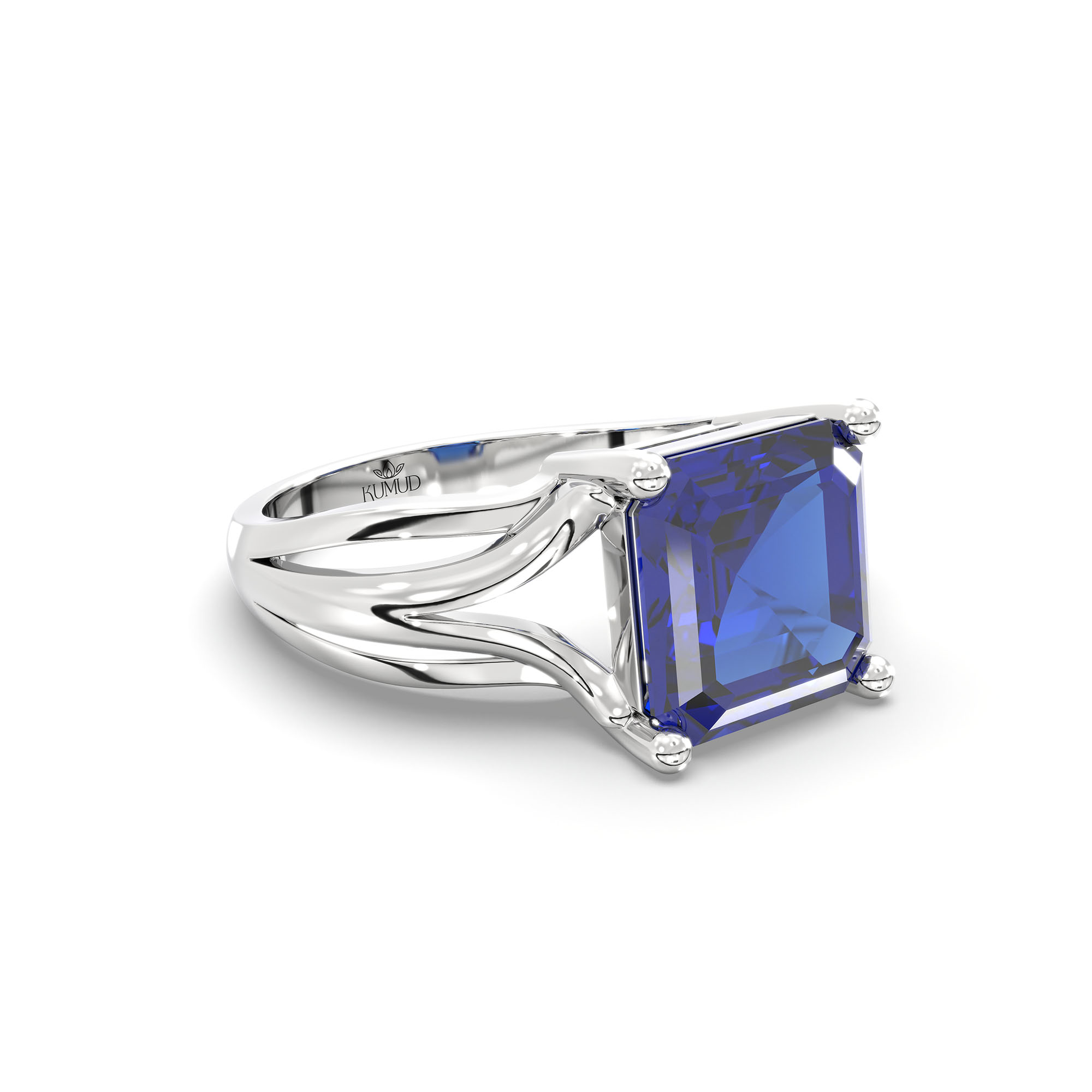 Blue Sapphire (Neelam) Ring in 925 Sterling Silver – Cushion 8 mm, Prong Setting, 5 g (Design K15-27) thumbnail