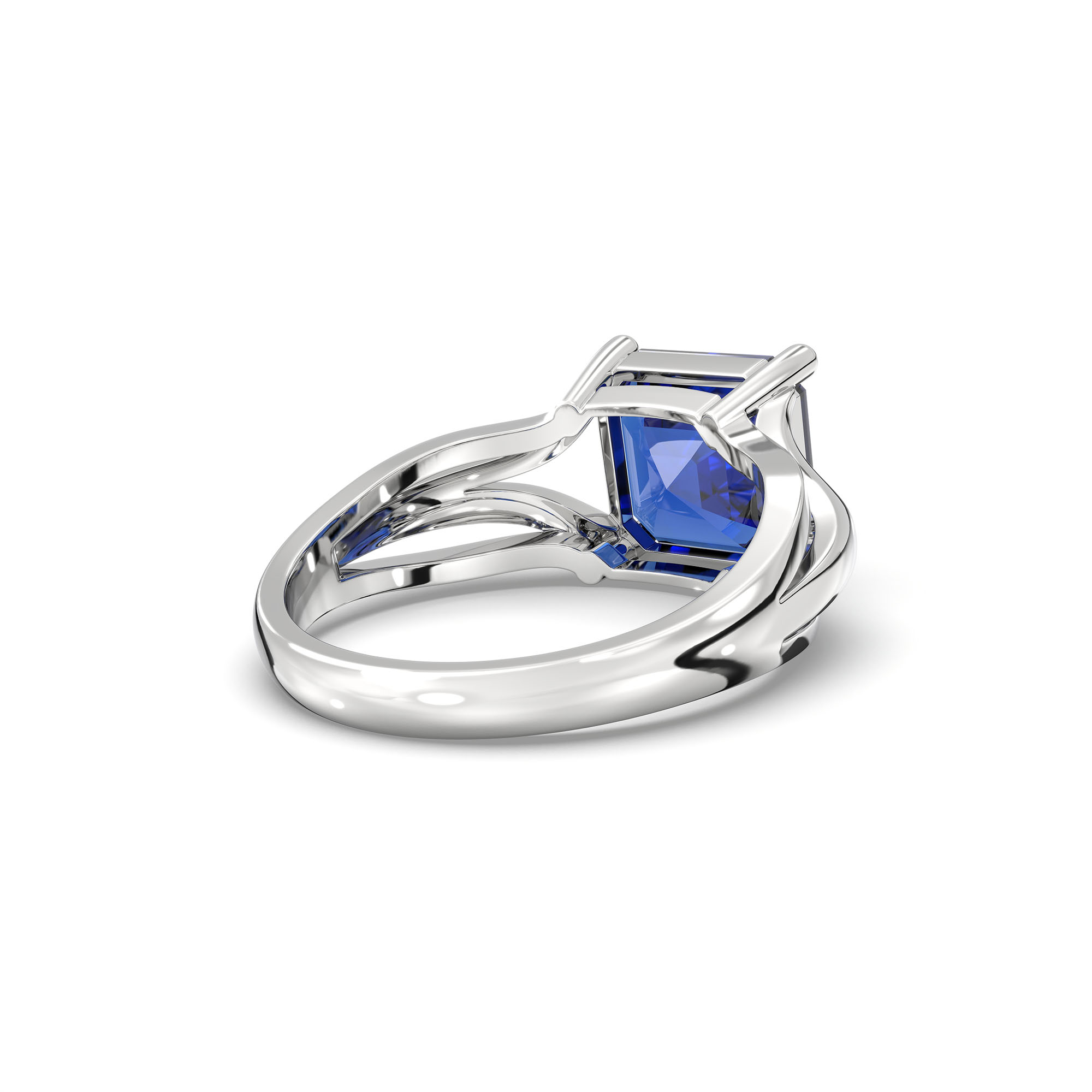 Blue Sapphire (Neelam) Ring in 925 Sterling Silver – Cushion 8 mm, Prong Setting, 5 g (Design K15-27) thumbnail