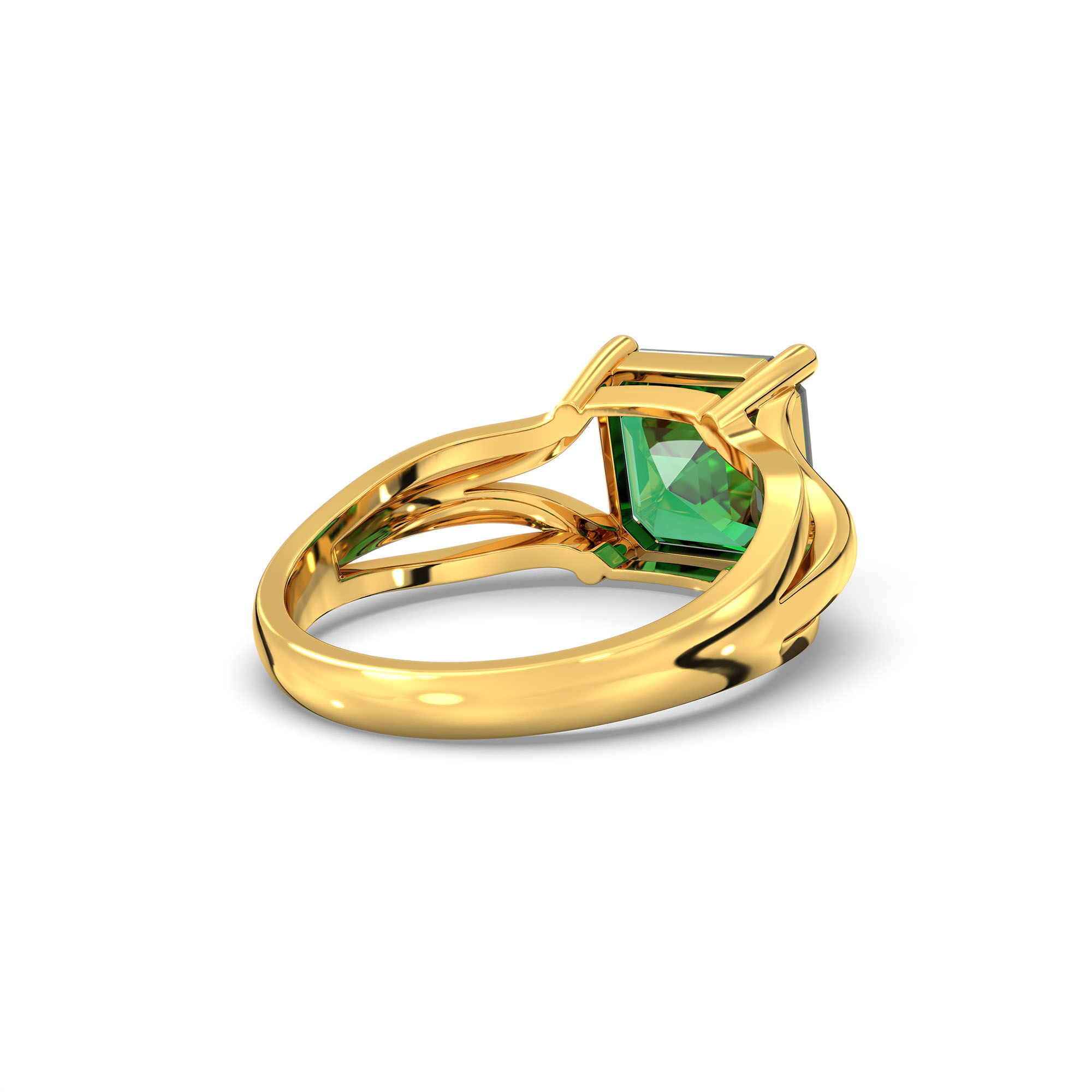 Emerald (Panna) Ring in 22K Yellow Gold – Cushion 8 mm, Prong Setting, 5 g (Design K15-27) thumbnail