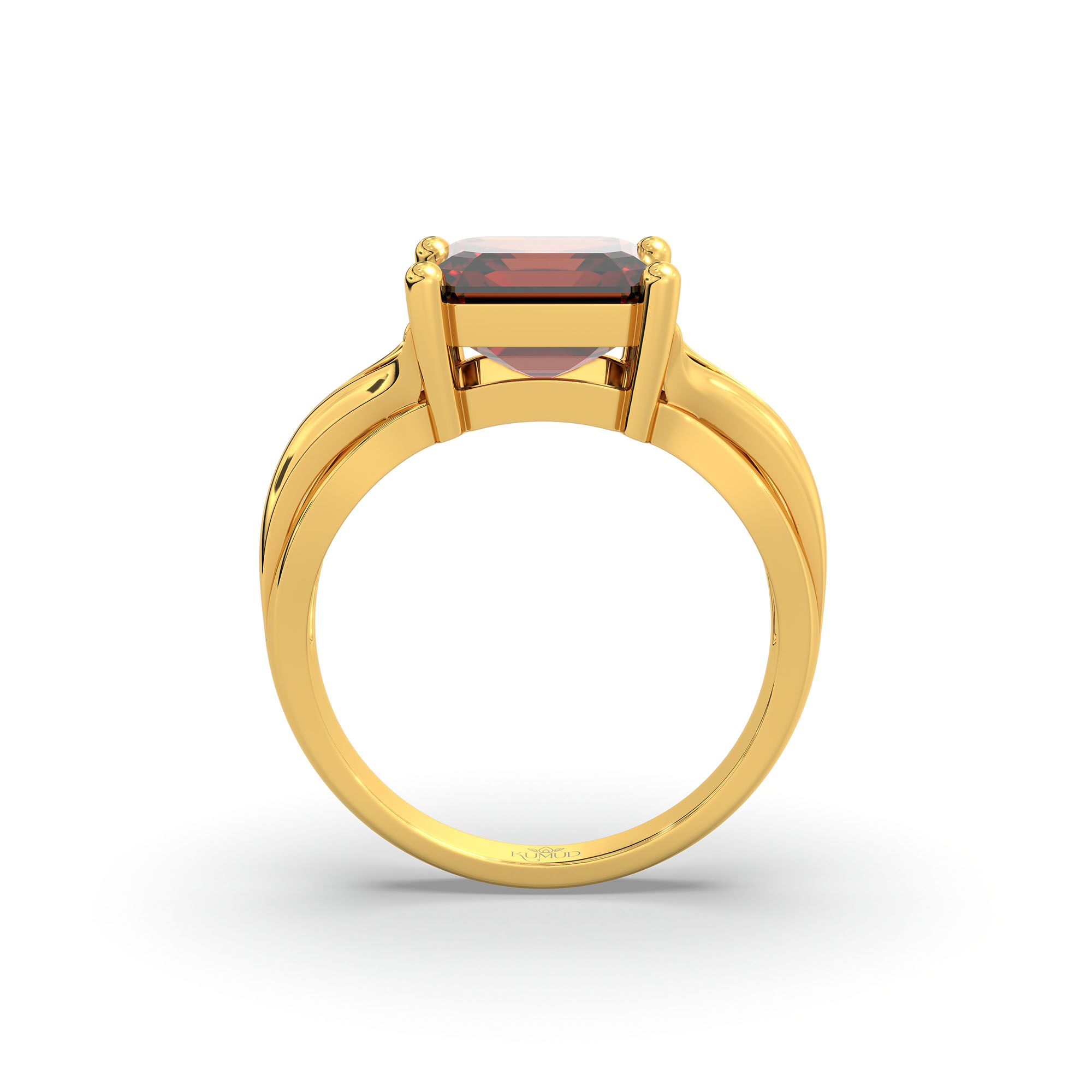 Hessonite (Gomed) Ring in 22K Yellow Gold – Cushion 8 mm, Prong Setting, 5 g (Design K15-27) thumbnail